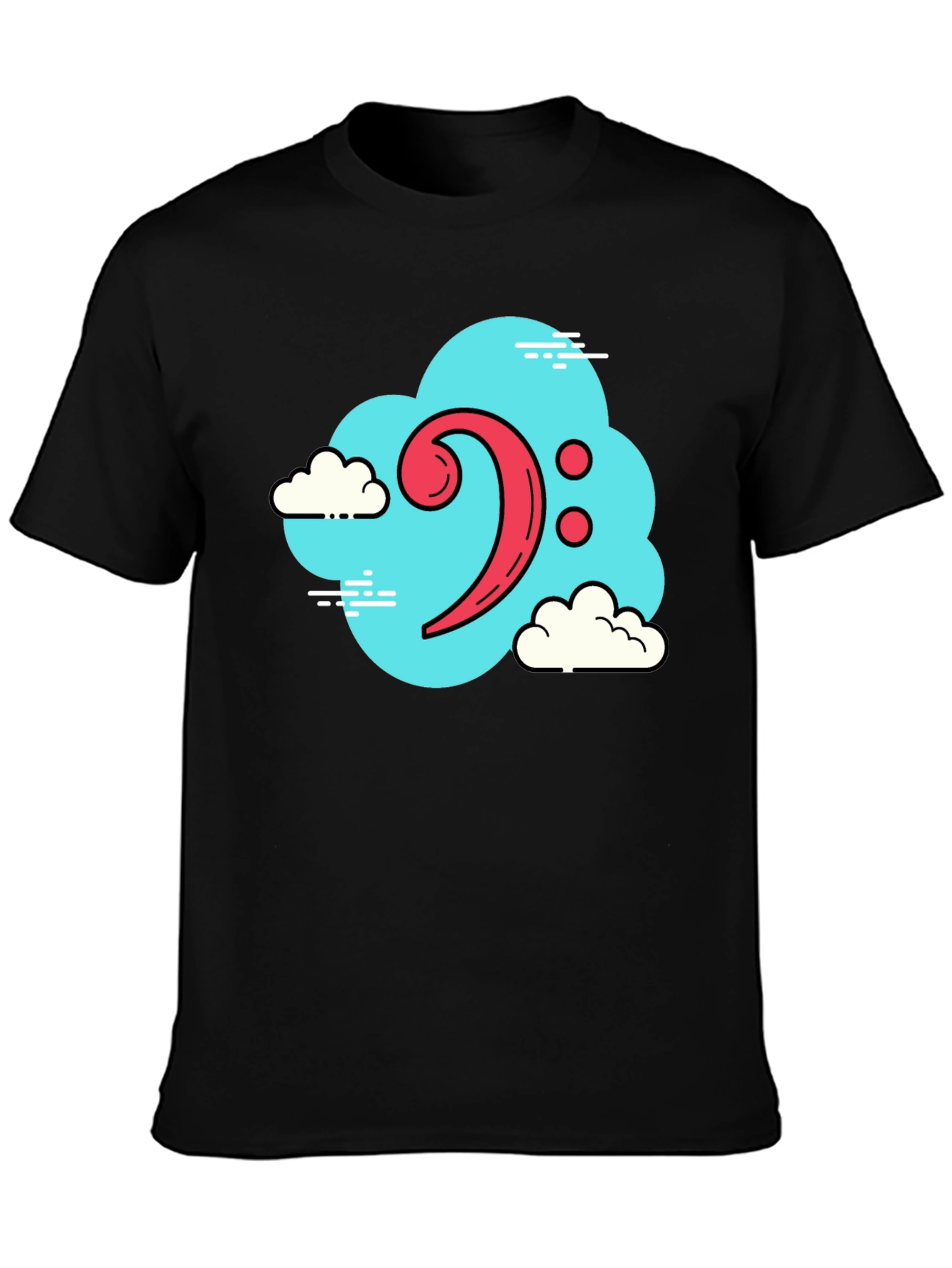 Bass Clef Cloud T-Shirt - Black Music Tee