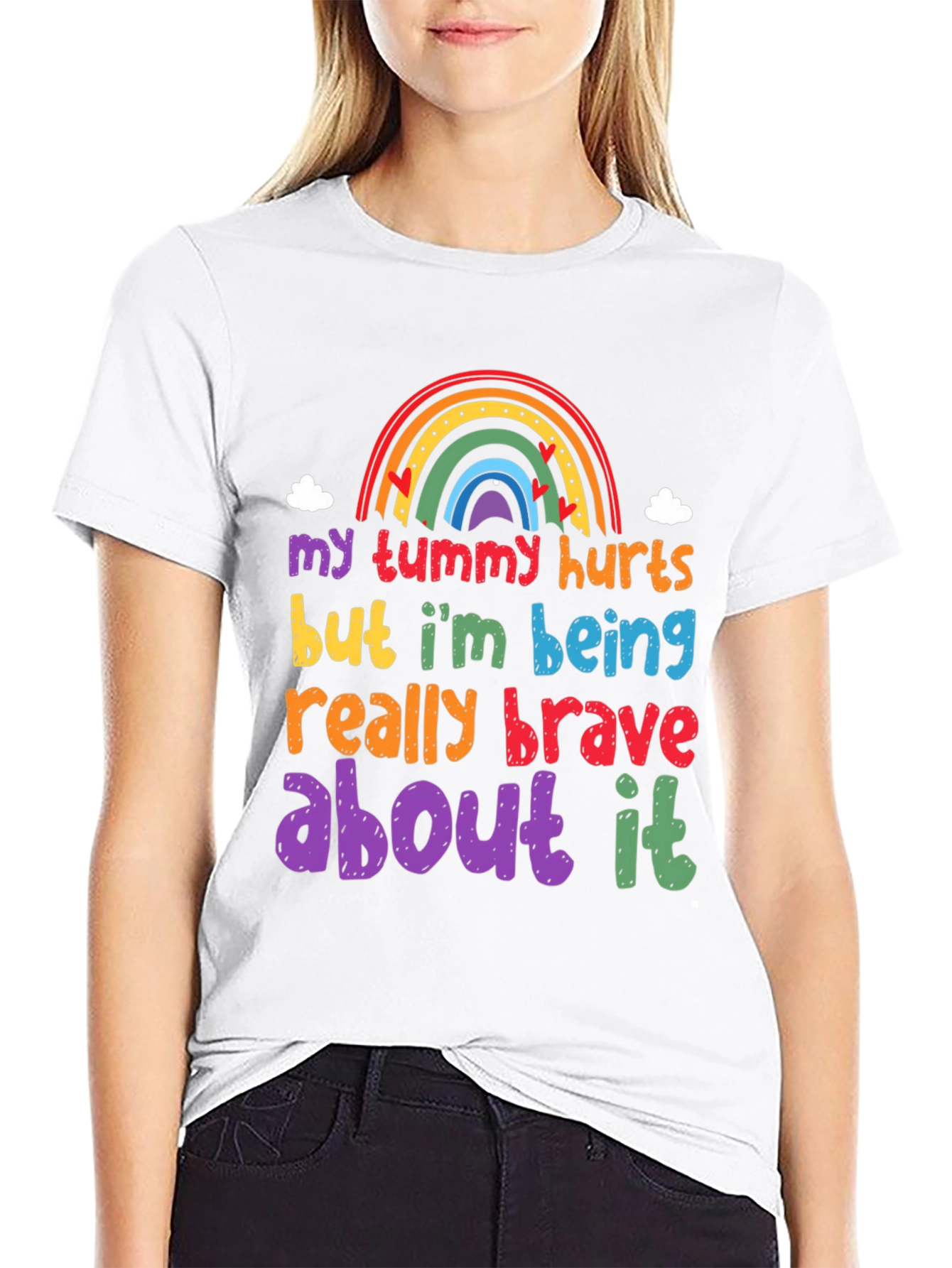 My Tummy Hurts Brave Rainbow Graphic Tee