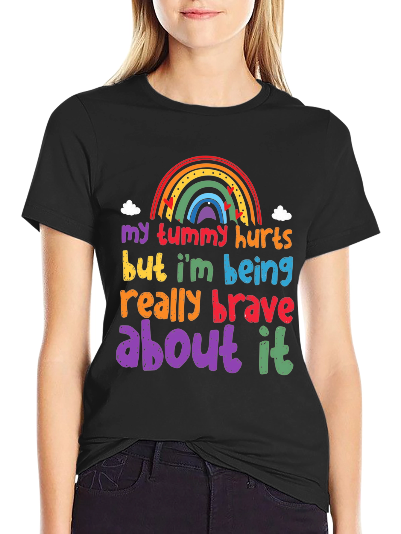 My Tummy Hurts Brave Rainbow Graphic Tee