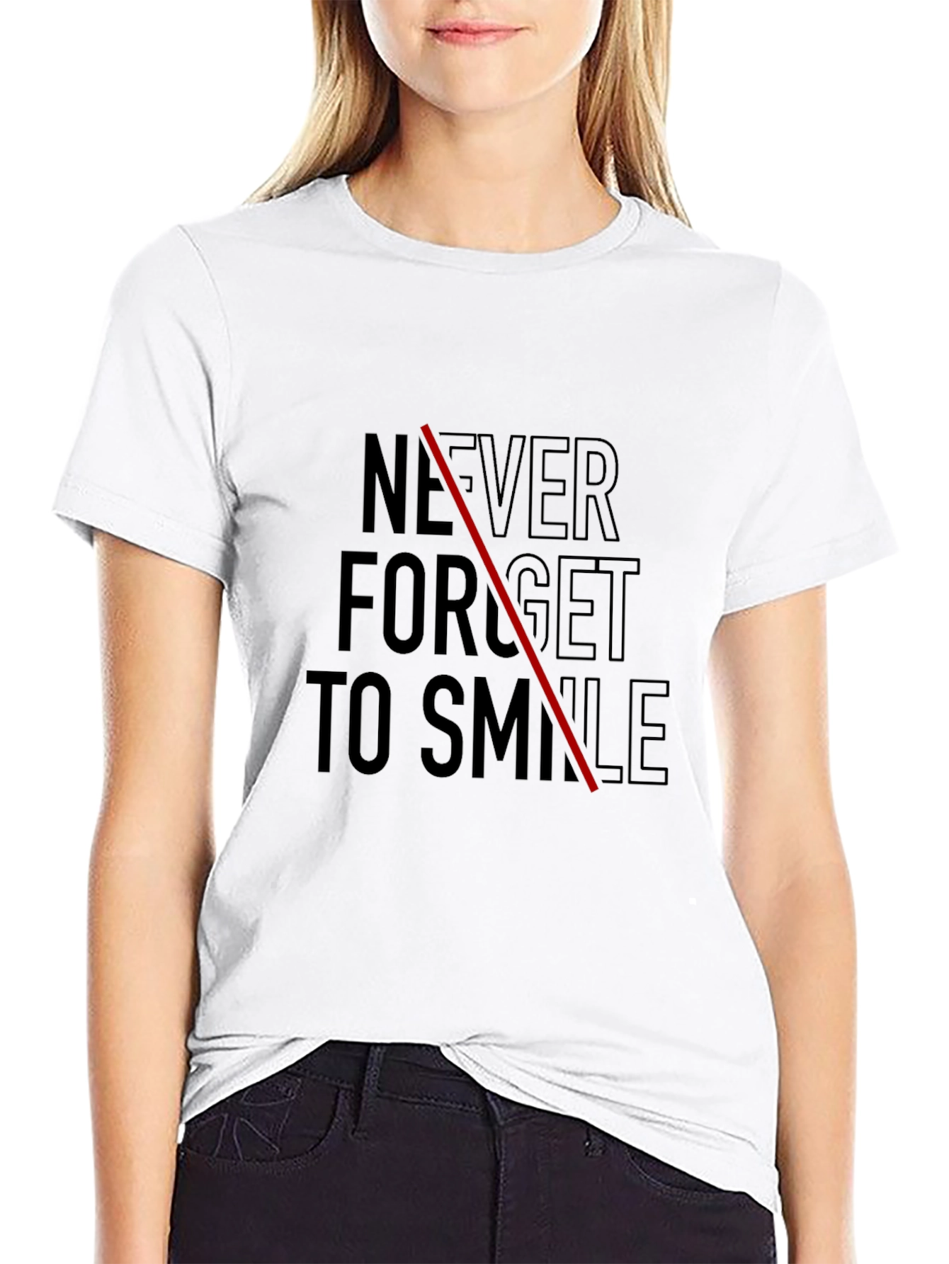 Never Forget To Smile Black Graphic Tee