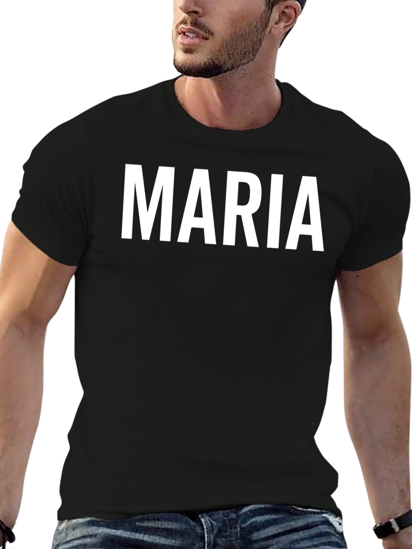 Maria Personalized Black Cotton T-Shirt