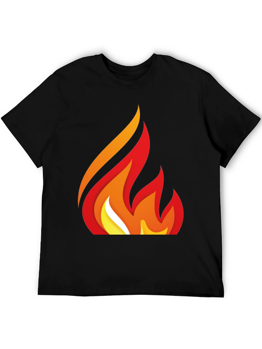 Bold Flame Graphic Black T-Shirt
