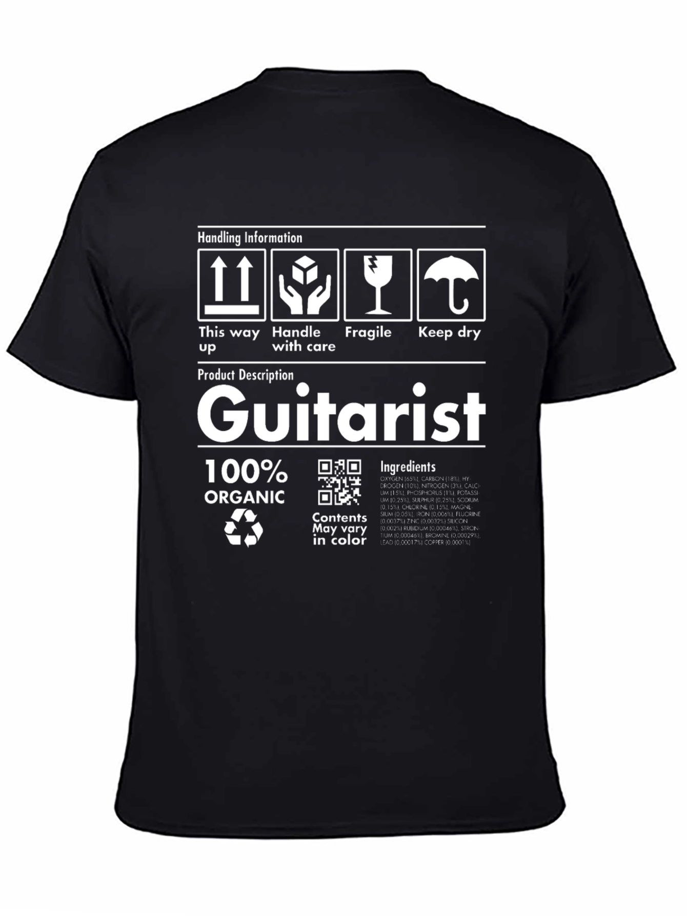 Guitarist 100% Organic Handling Information T-Shirt