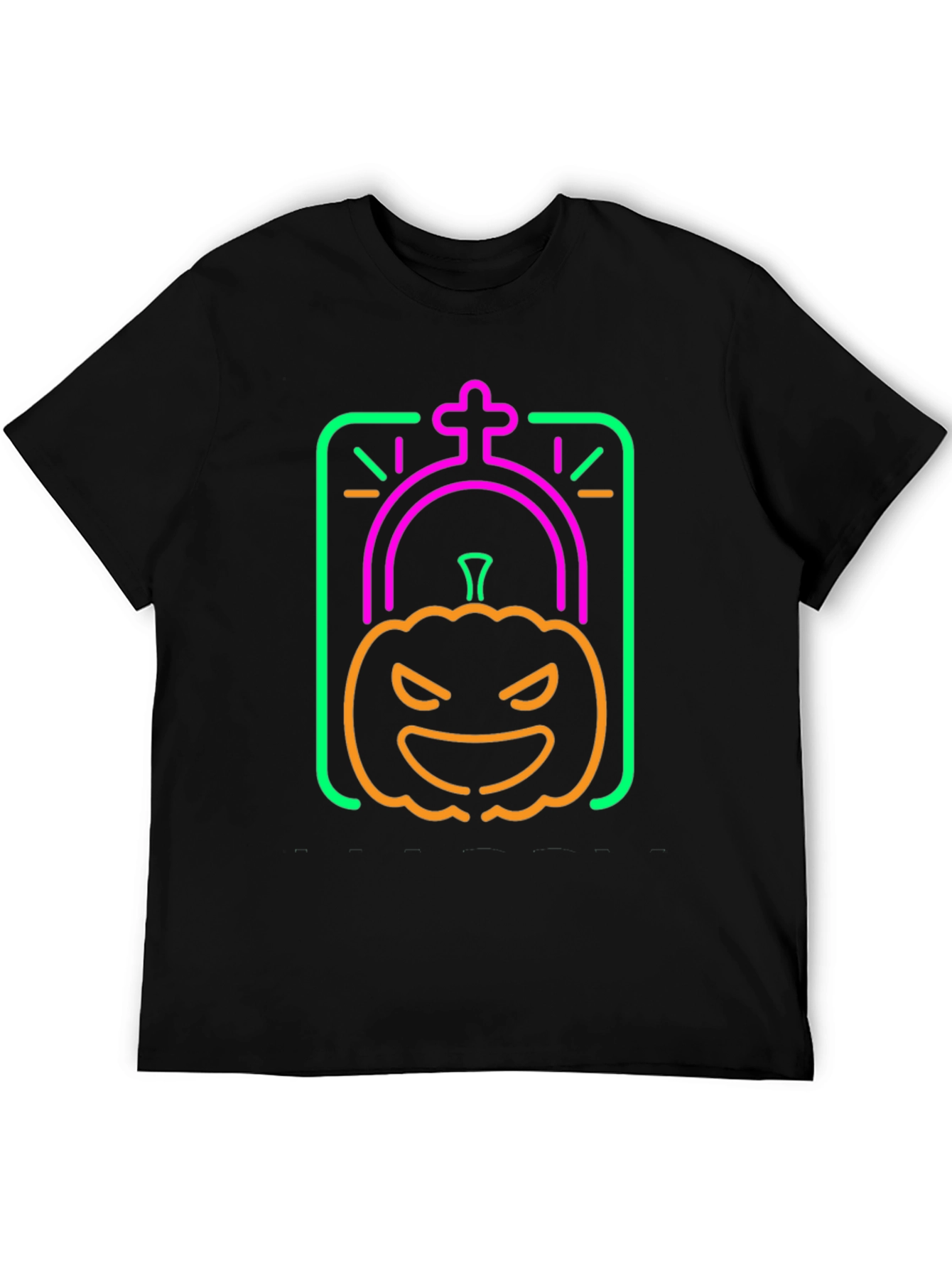 Neon Halloween Pumpkin Grave T-Shirt