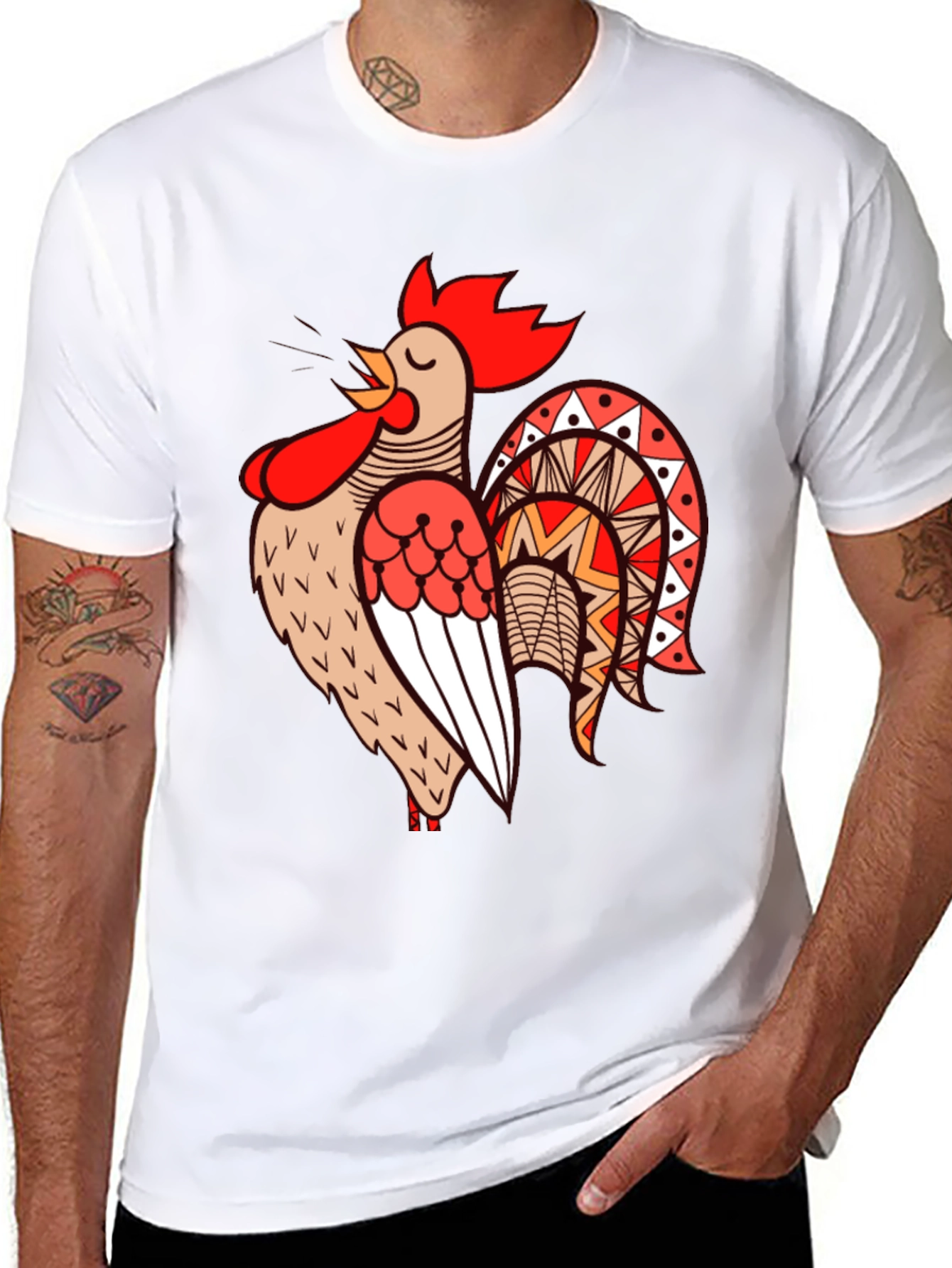 Rooster Graphic T-Shirt - Cool Bird Tee