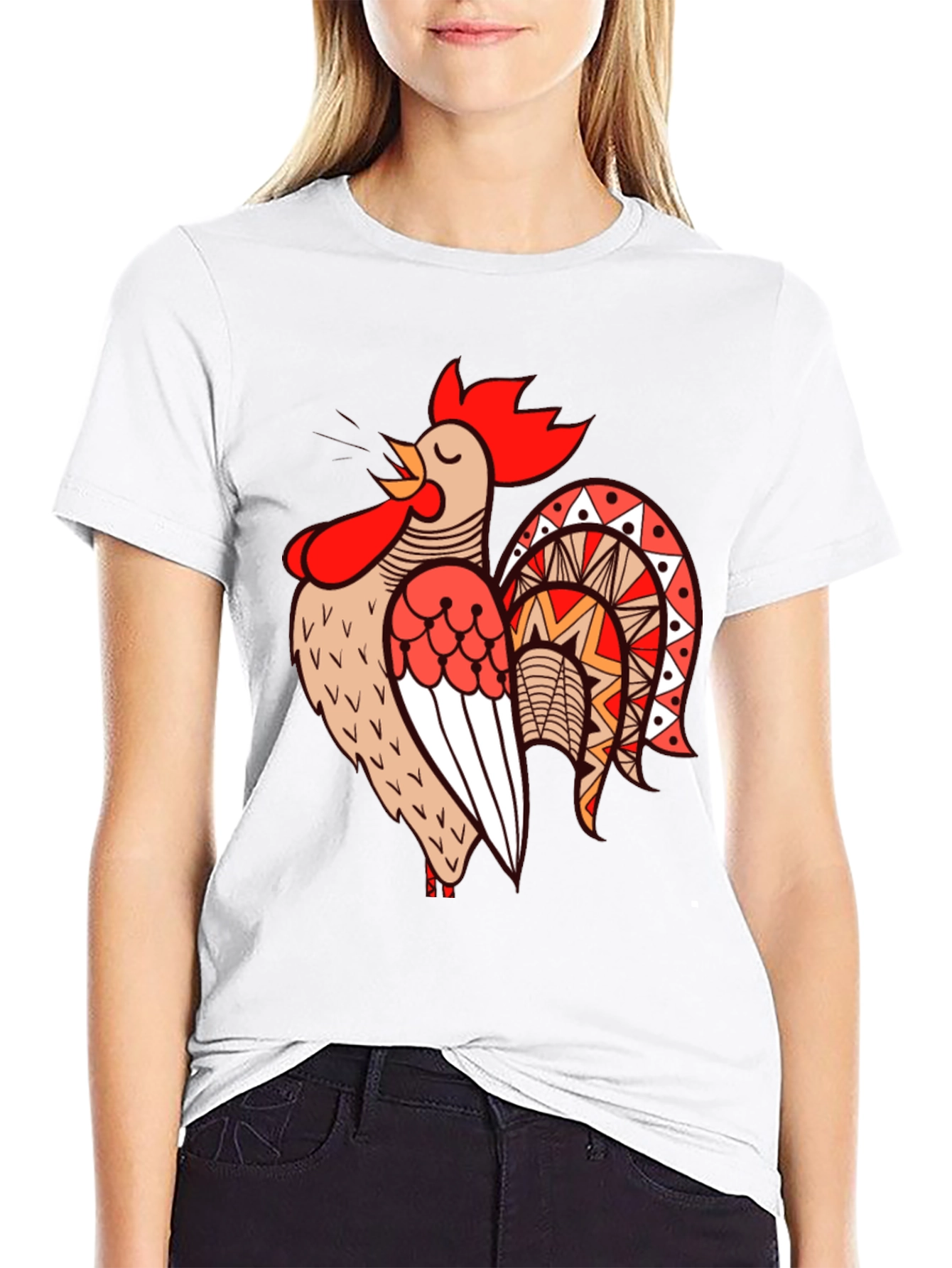 Rooster Graphic T-Shirt - Cool Bird Tee