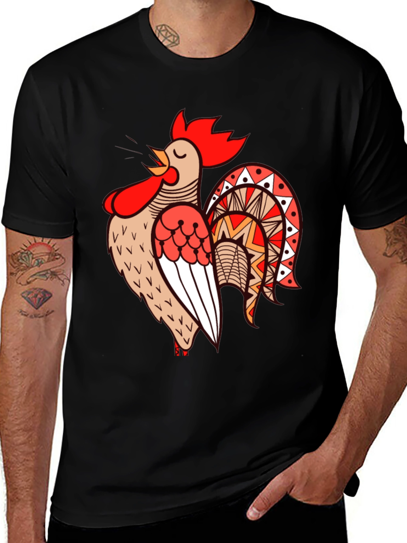 Rooster Graphic T-Shirt - Cool Bird Tee