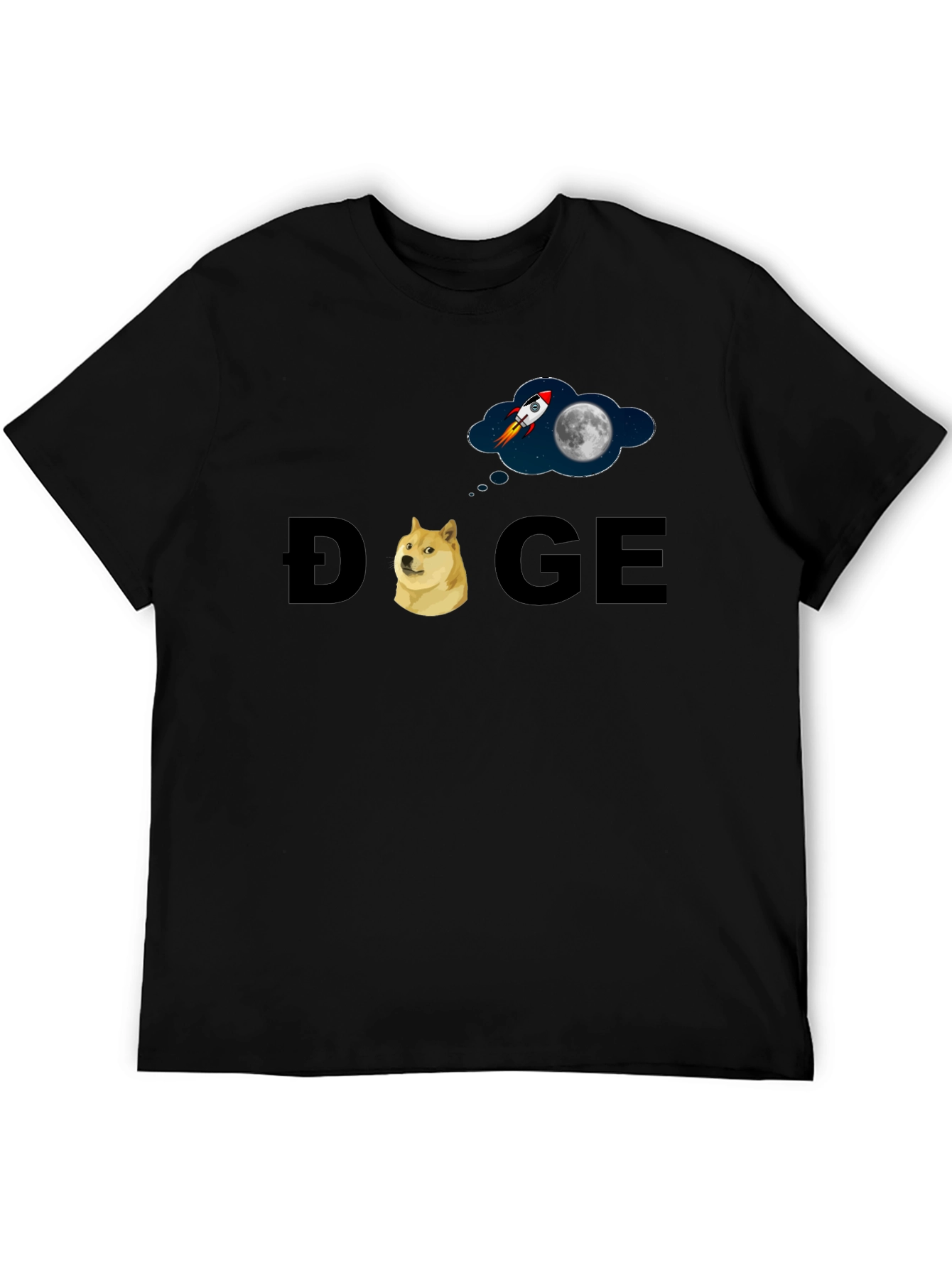 Doge to the Moon T-Shirt - Black Cotton Blend