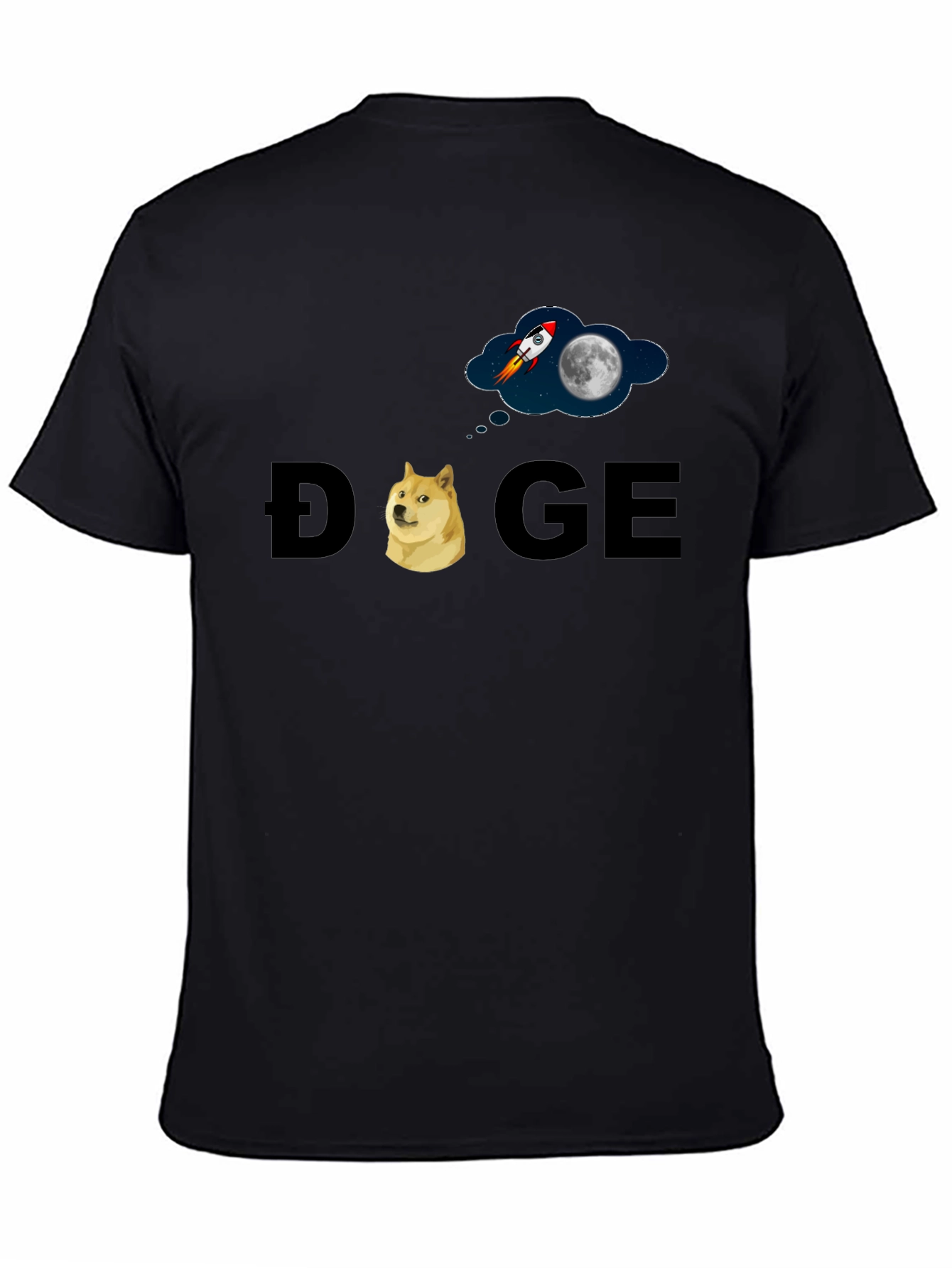 Doge to the Moon T-Shirt - Black Cotton Blend