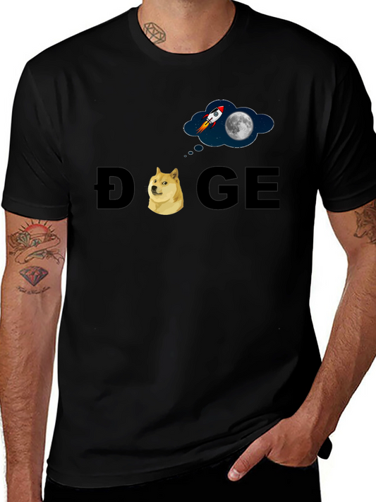 Doge to the Moon T-Shirt - Black Cotton Blend