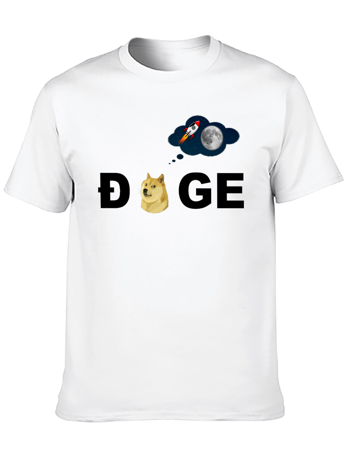 Doge to the Moon T-Shirt - Black Cotton Blend