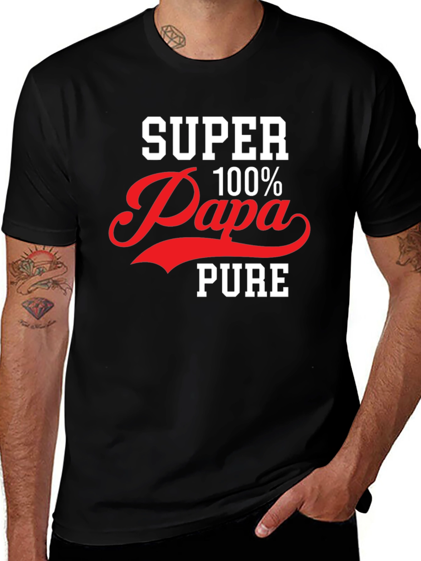 Super Papa 100% Pure Graphic T-Shirt - Black
