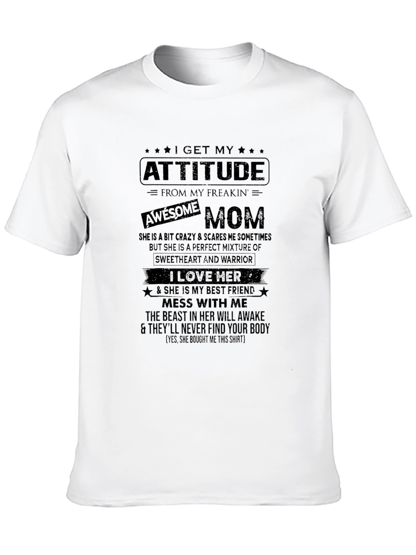 Attitude Awesome Mom Black T-Shirt