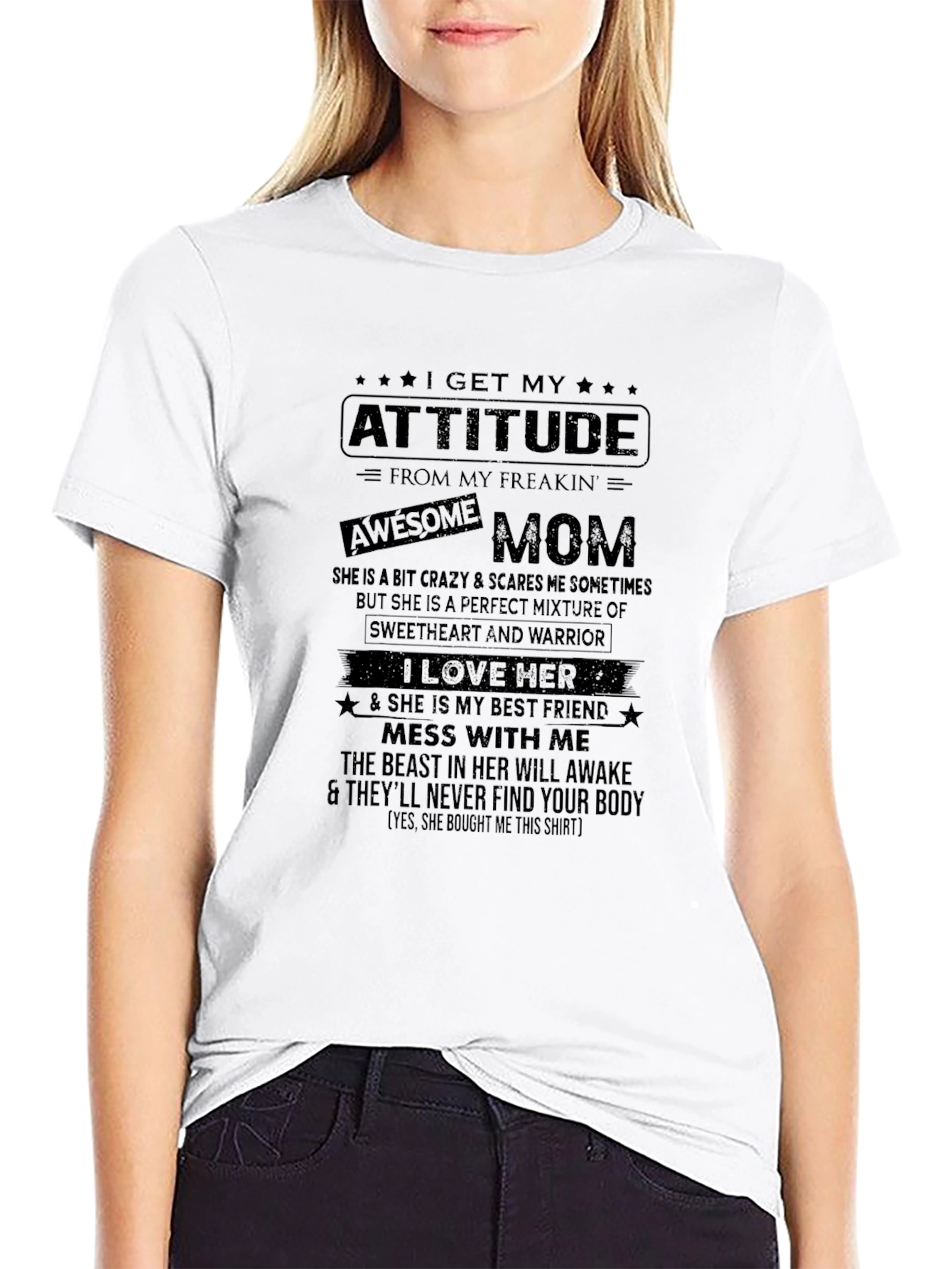 Attitude Awesome Mom Black T-Shirt