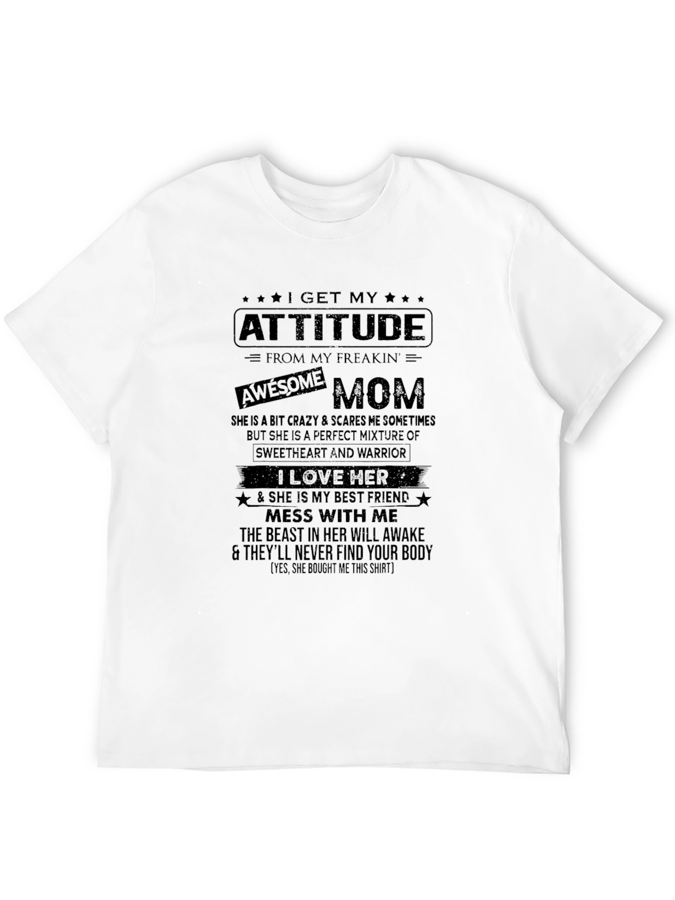 Attitude Awesome Mom Black T-Shirt