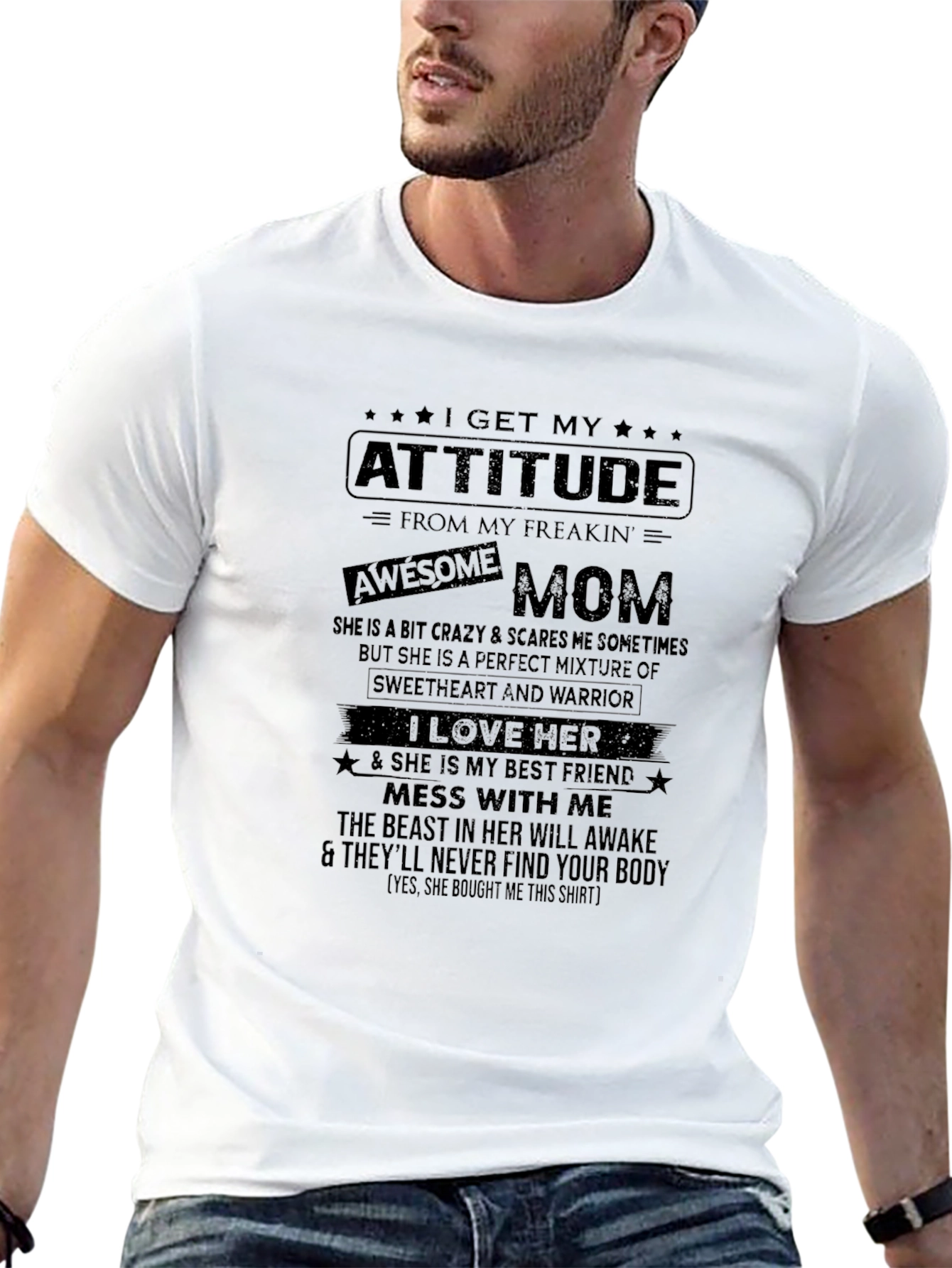 Attitude Awesome Mom Black T-Shirt