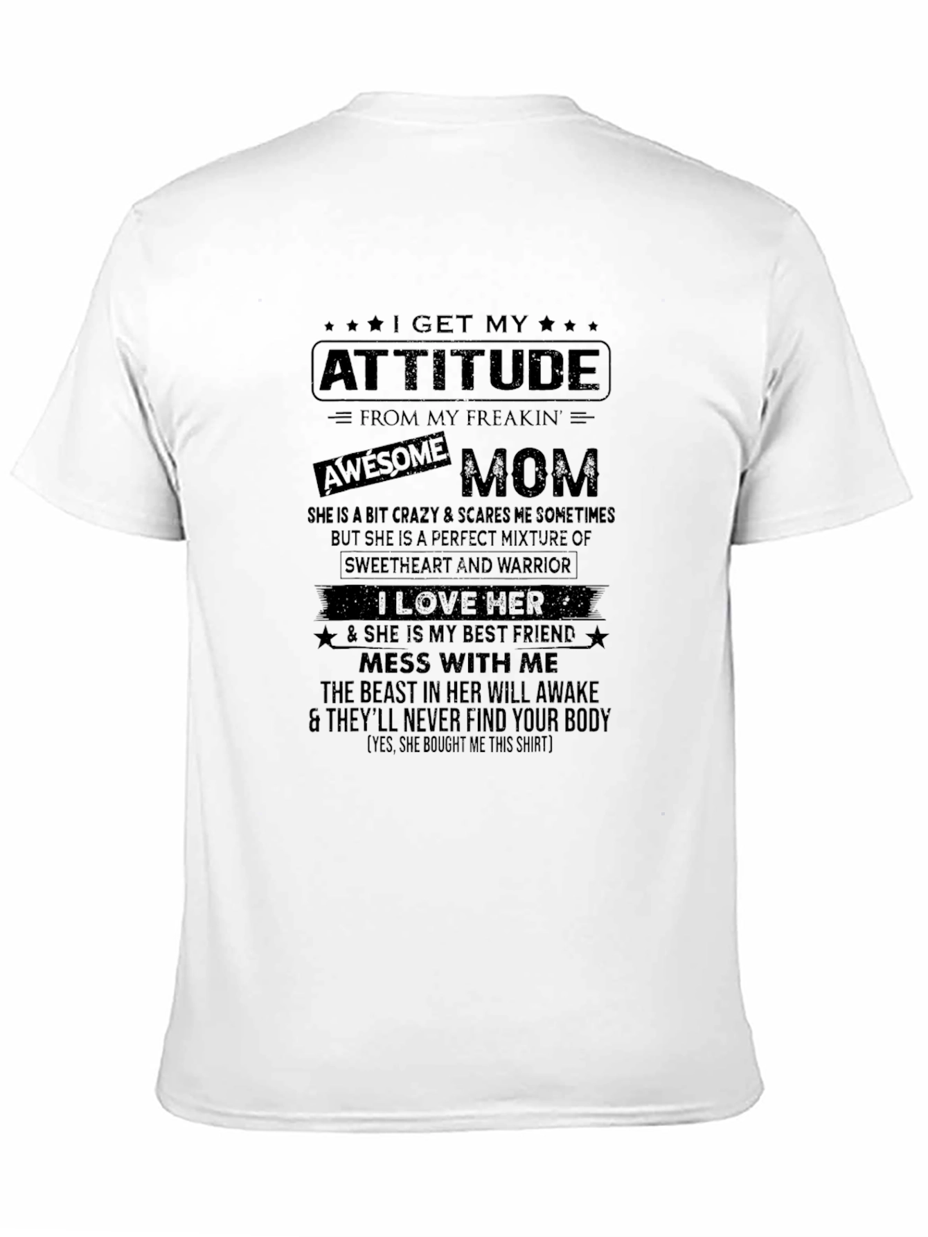 Attitude Awesome Mom Black T-Shirt