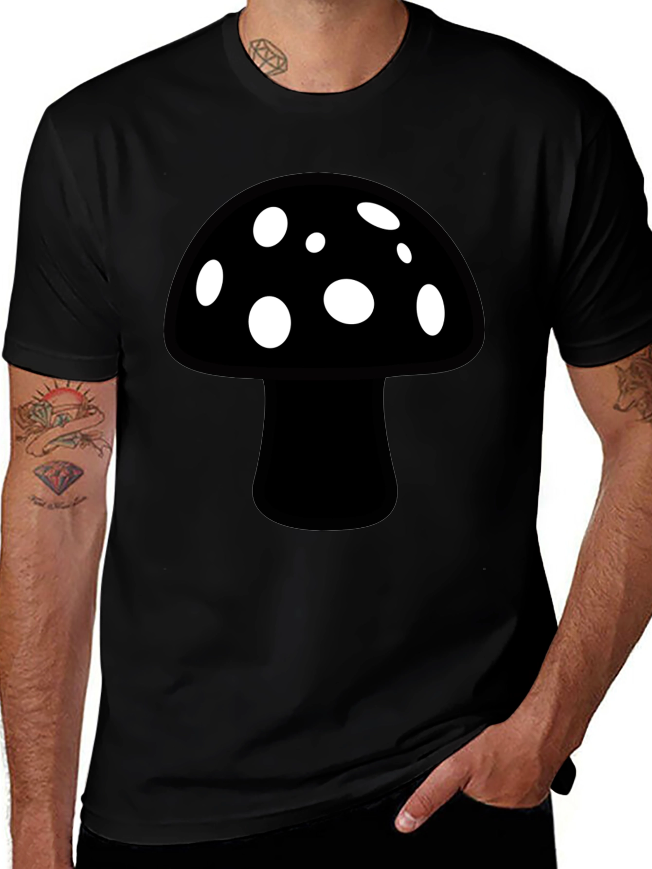 Mushroom Graphic Black T-Shirt