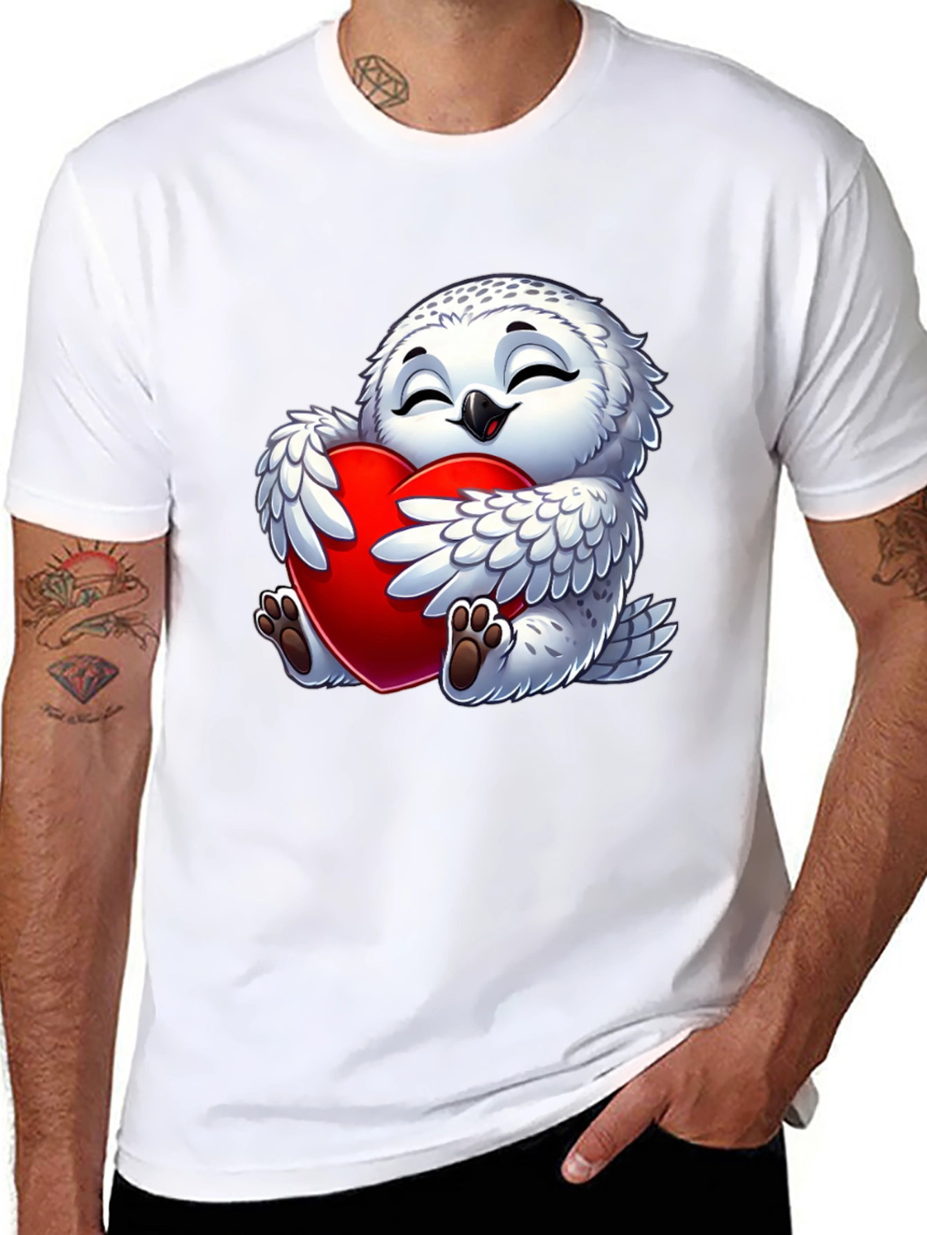 Cute Owl Heart Valentines Day T-Shirt