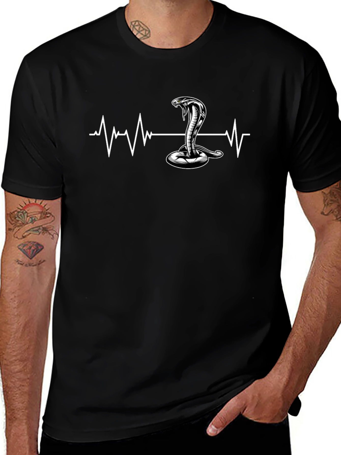 Cobra Heartbeat Graphic T-Shirt - Black