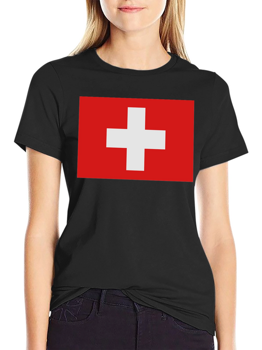 Swiss Flag T-Shirt - Black Graphic Tee