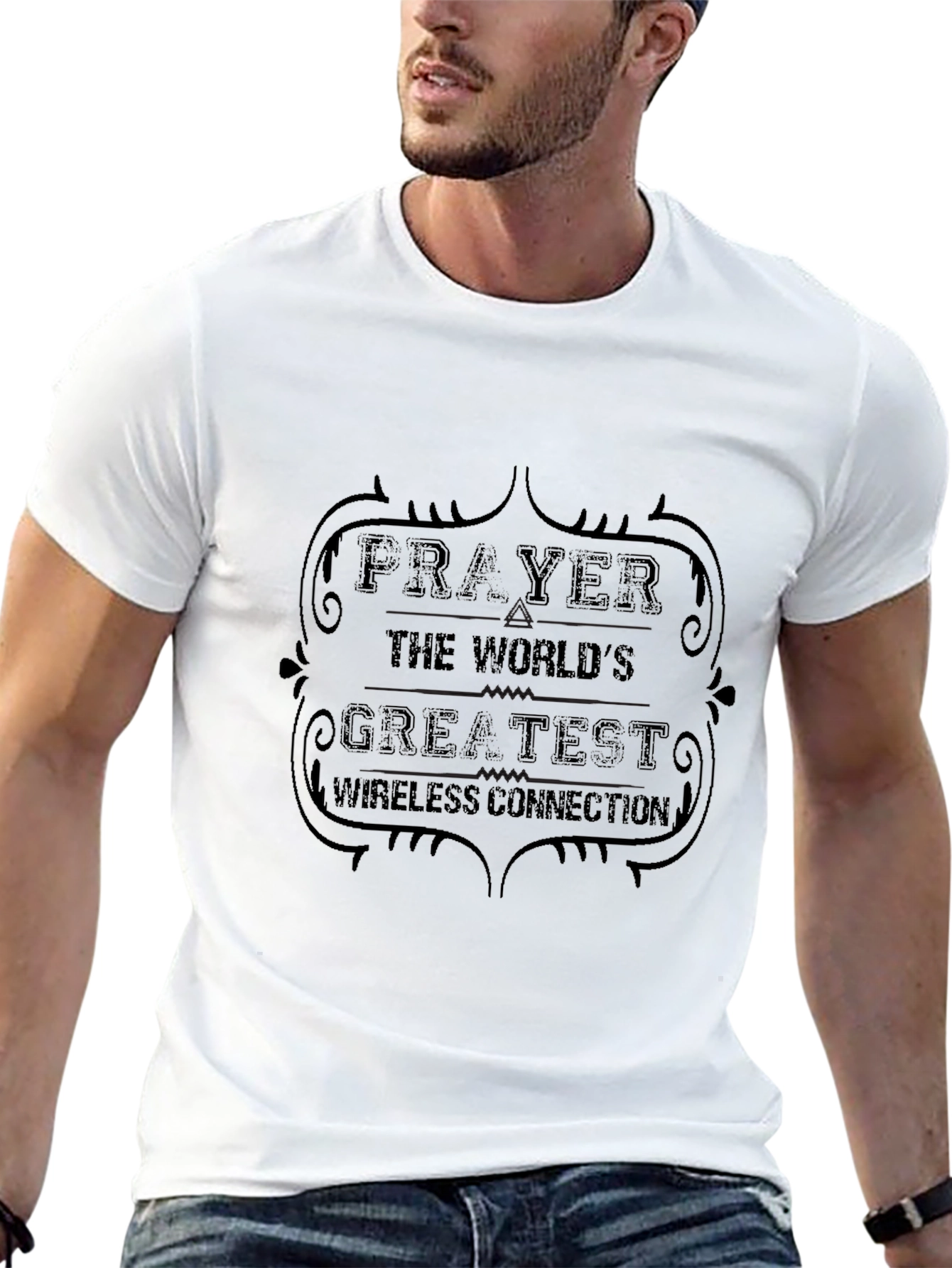 Prayer Wireless Connection Black Graphic Tee