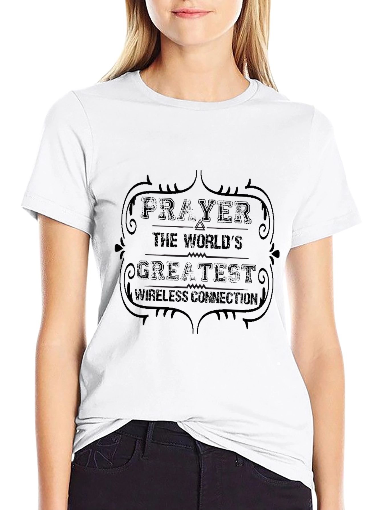 Prayer Wireless Connection Black Graphic Tee