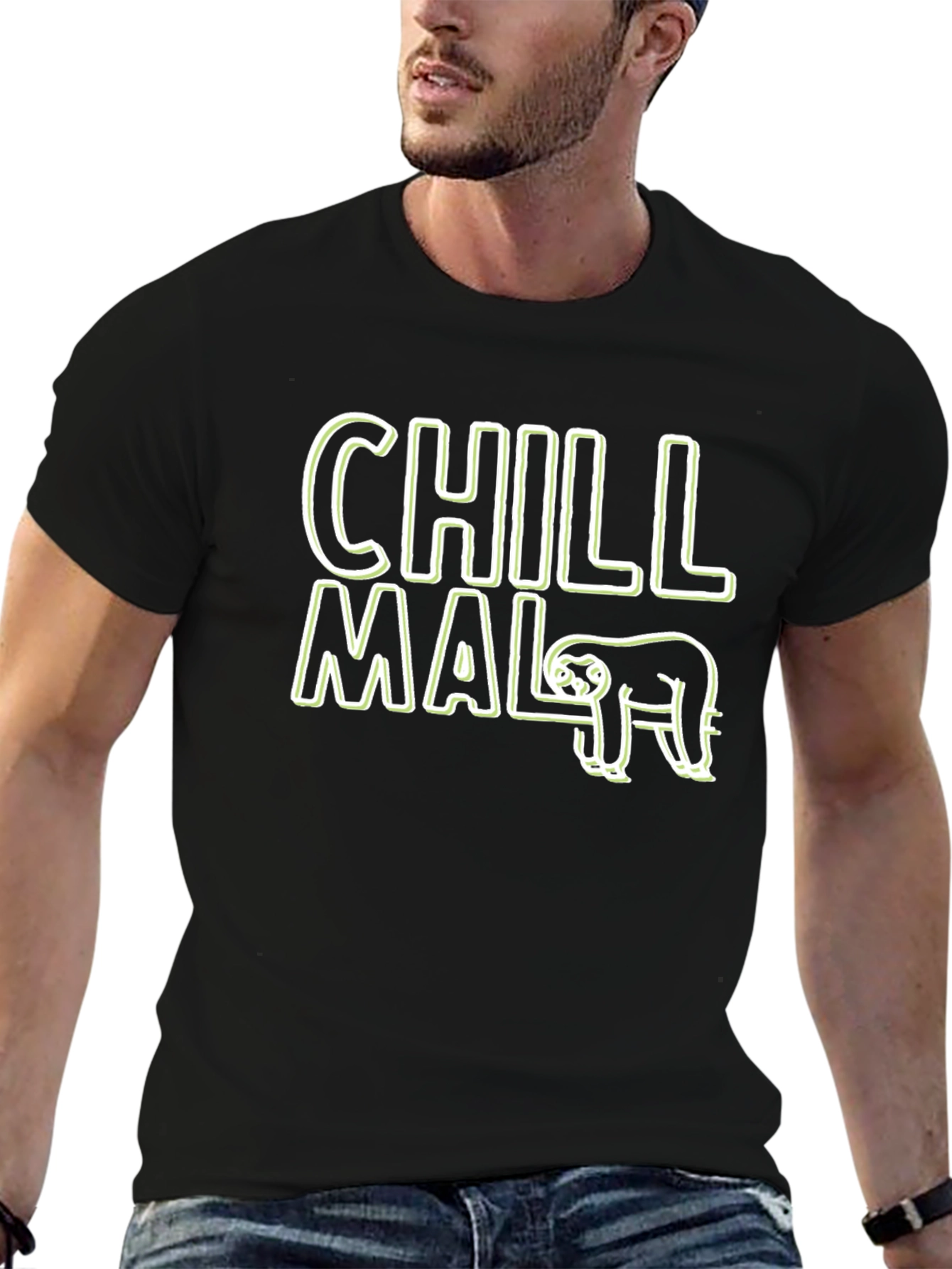 Chill Mal Sloth Graphic Black T-Shirt