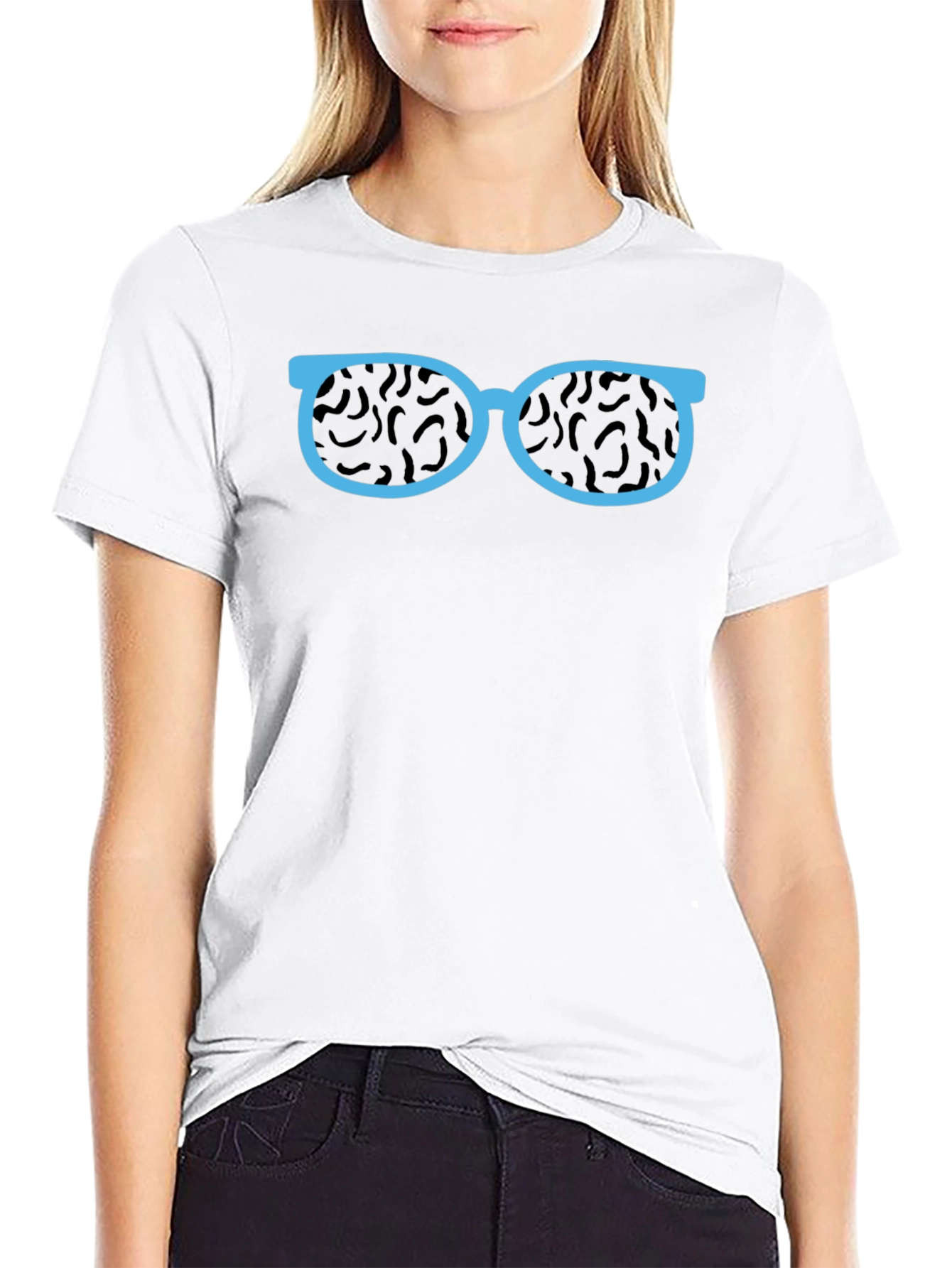 Funny Glasses Graphic Tee - Black Crewneck T-Shirt
