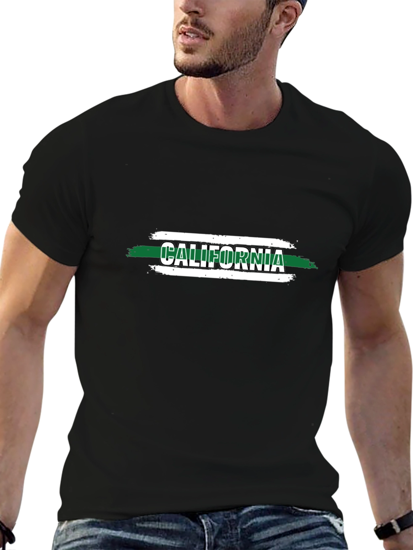 California T-Shirt - Black Graphic Print