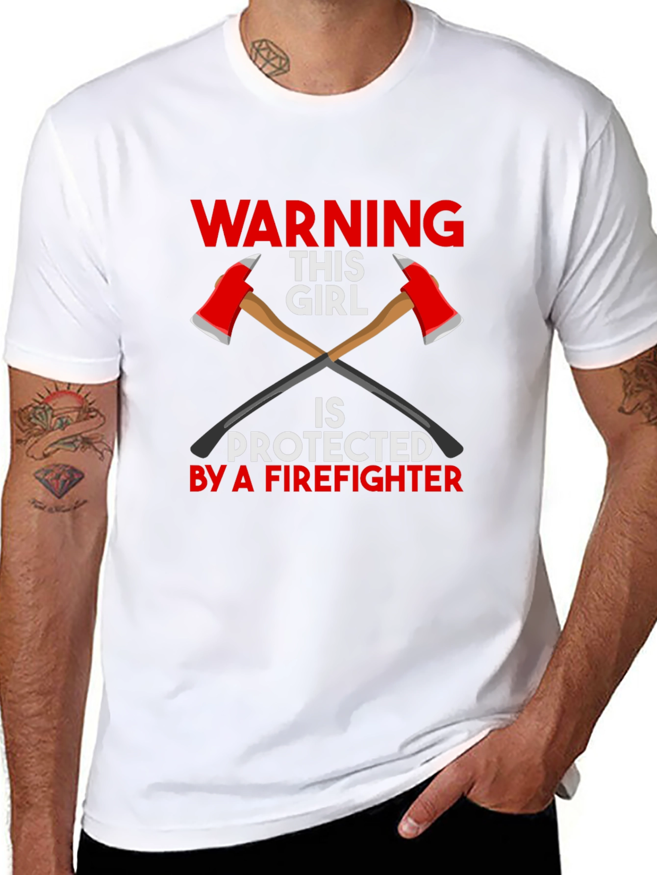 Warning Firefighters Girl T-Shirt