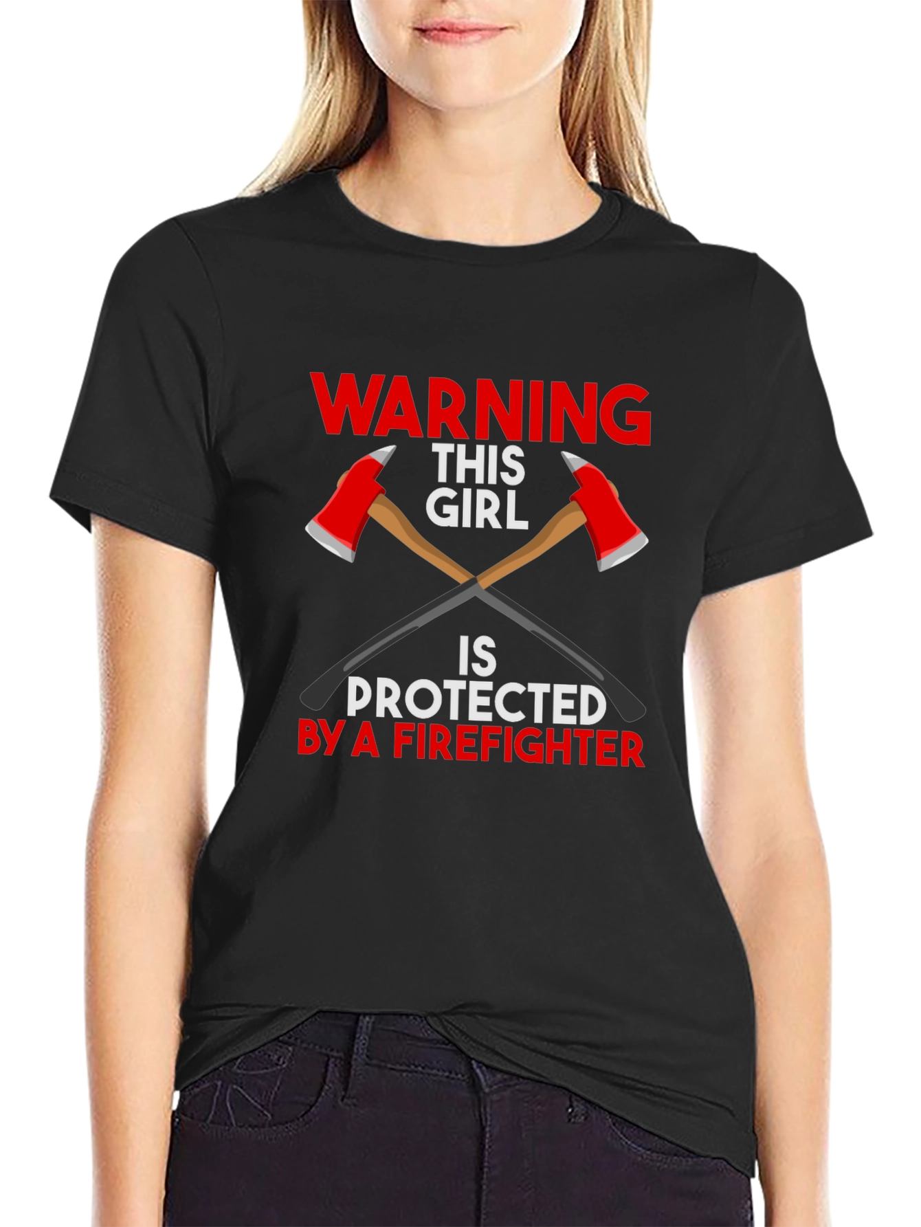 Warning Firefighters Girl T-Shirt