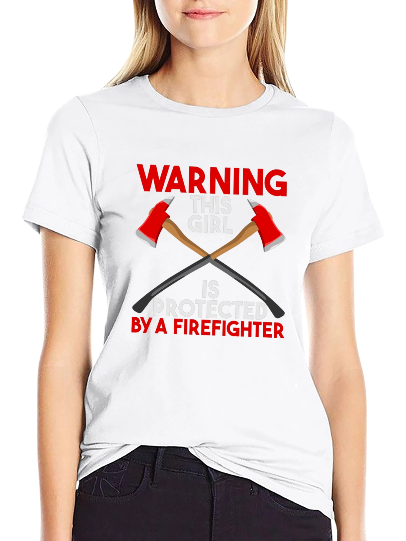 Warning Firefighters Girl T-Shirt
