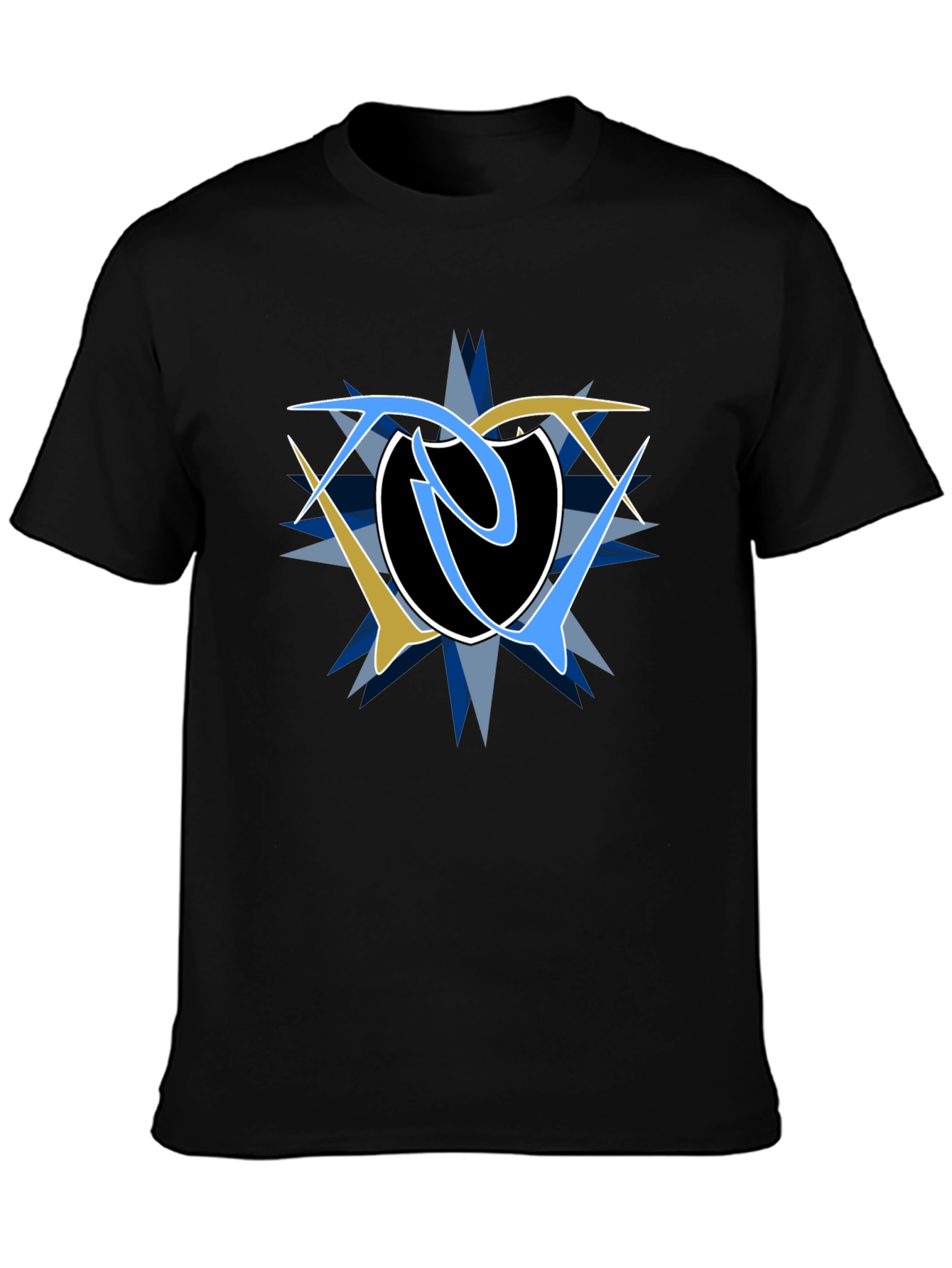 Abstract Graphic Print Black Tee