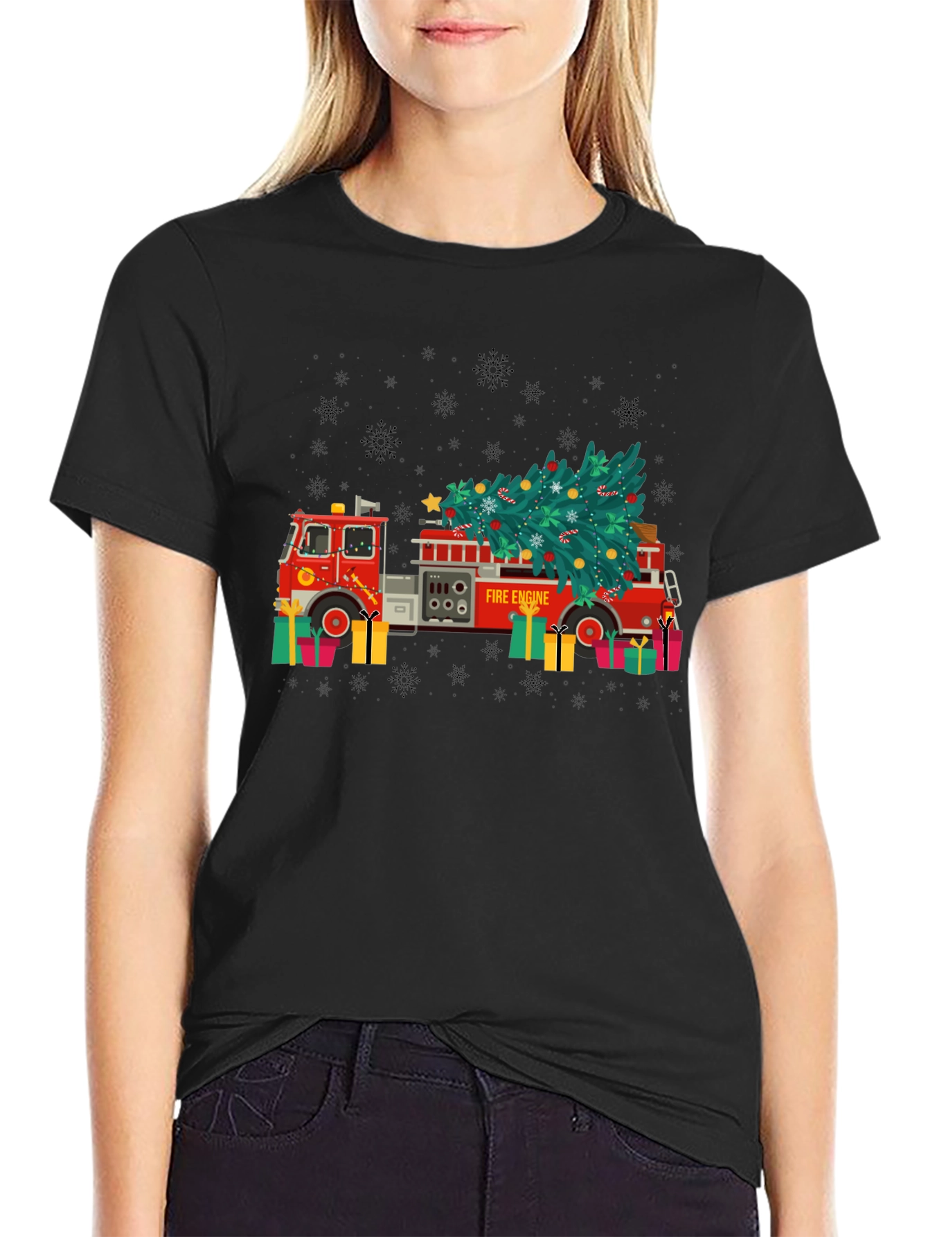 Festive Fire Engine Christmas T-Shirt
