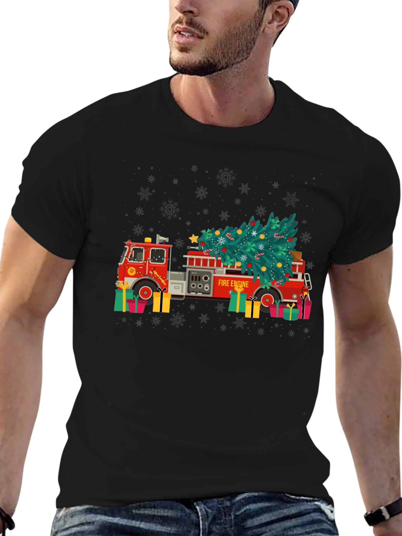 Festive Fire Engine Christmas T-Shirt