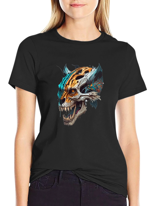 Tiger Skull Graphic Black T-Shirt