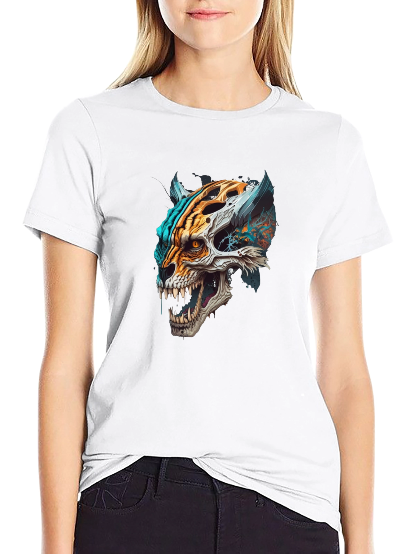 Tiger Skull Graphic Black T-Shirt