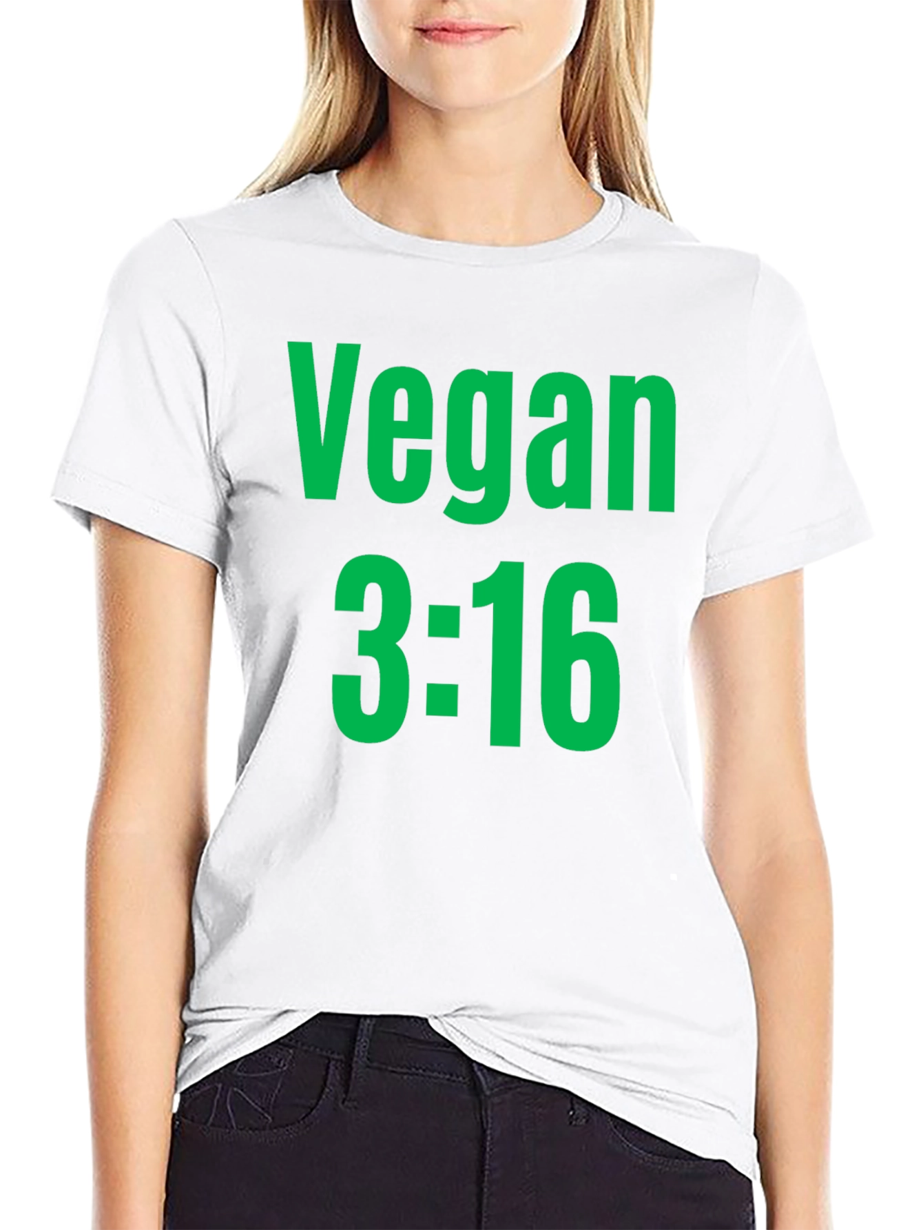 Vegan 3:16 T-Shirt - Bold Green Print on Black