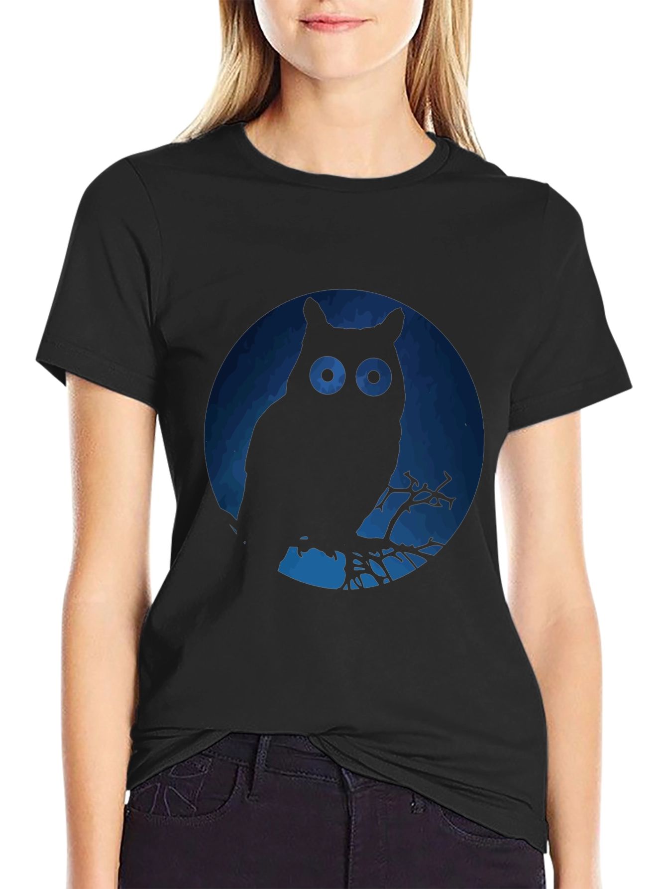 Owl Silhouette Graphic T-Shirt