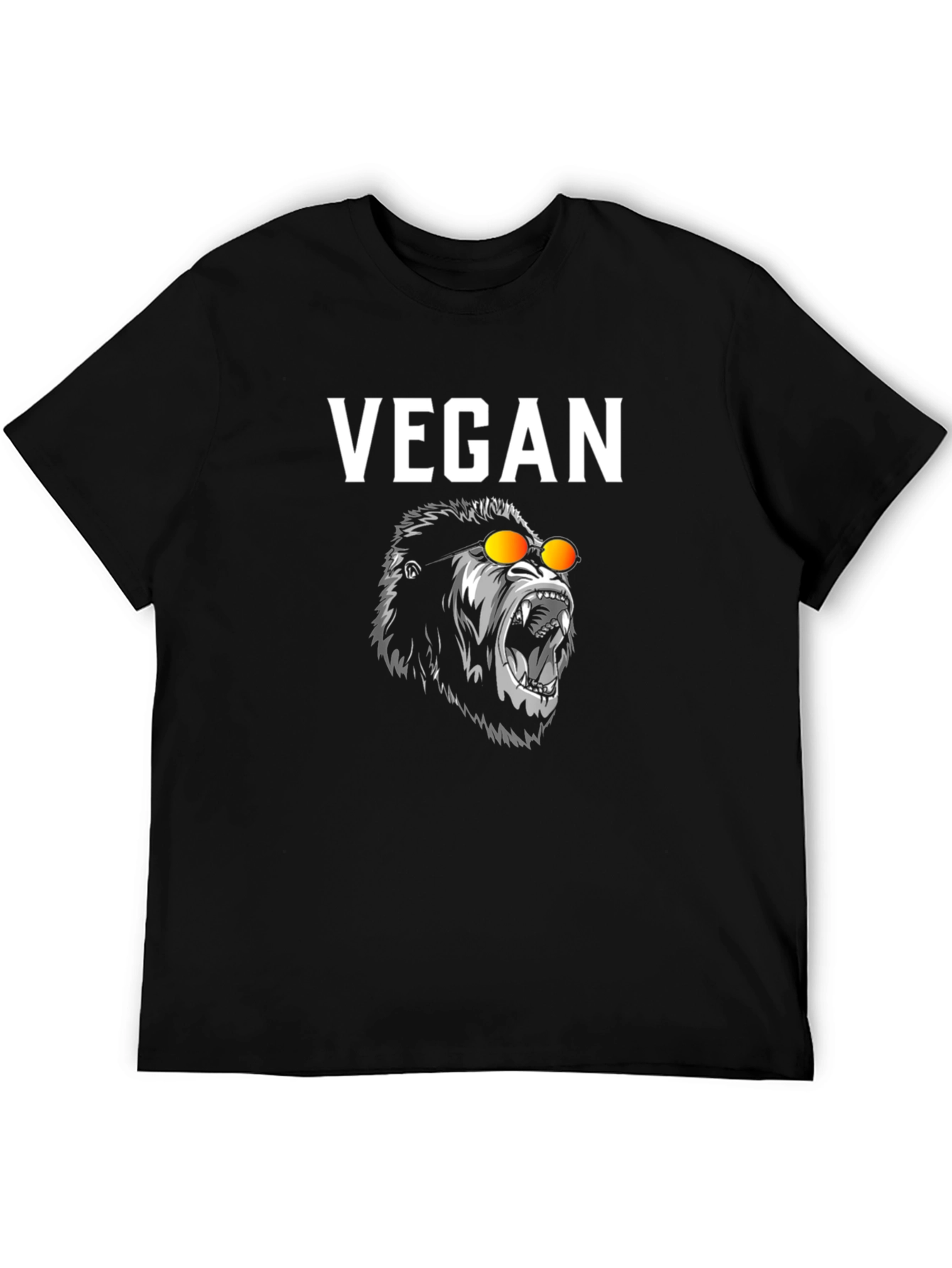 Vegan Gorilla Graphic Tee - Black Cotton T-Shirt