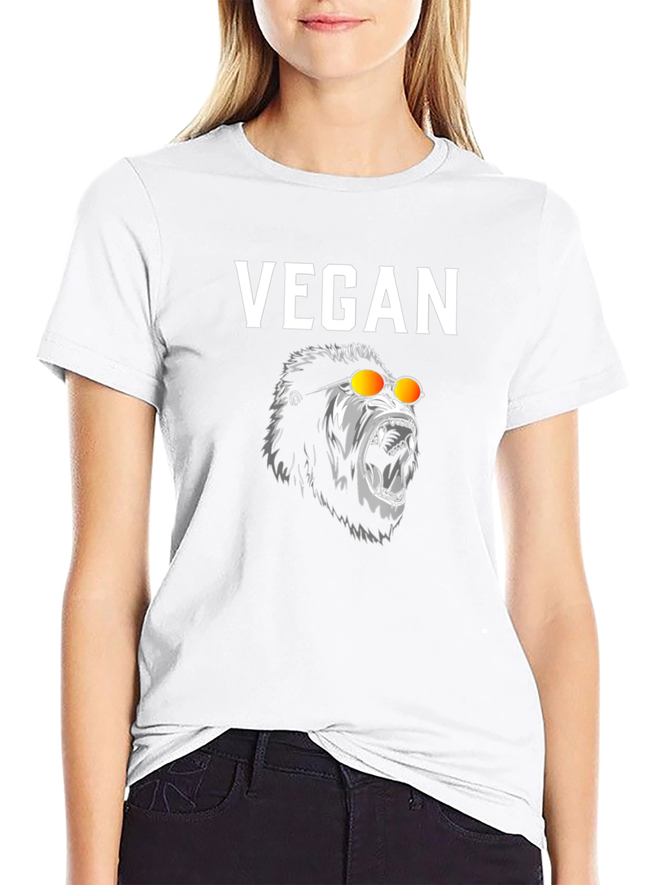 Vegan Gorilla Graphic Tee - Black Cotton T-Shirt
