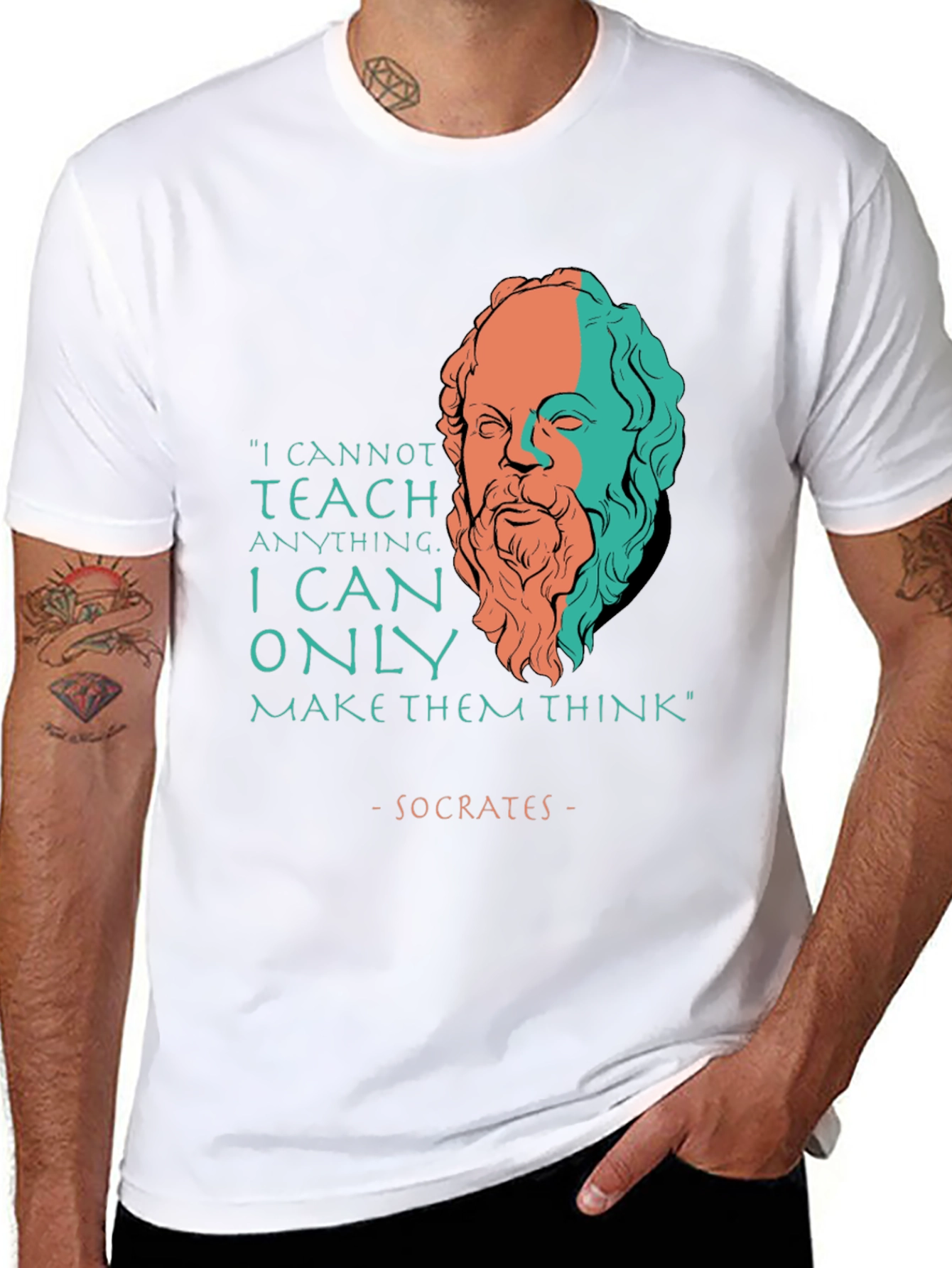Socrates Quote T-Shirt - Teach Think Philosophy Tee