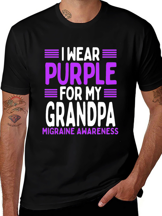 I Wear Purple for My Grandpa Migraine Awareness T-Shirt