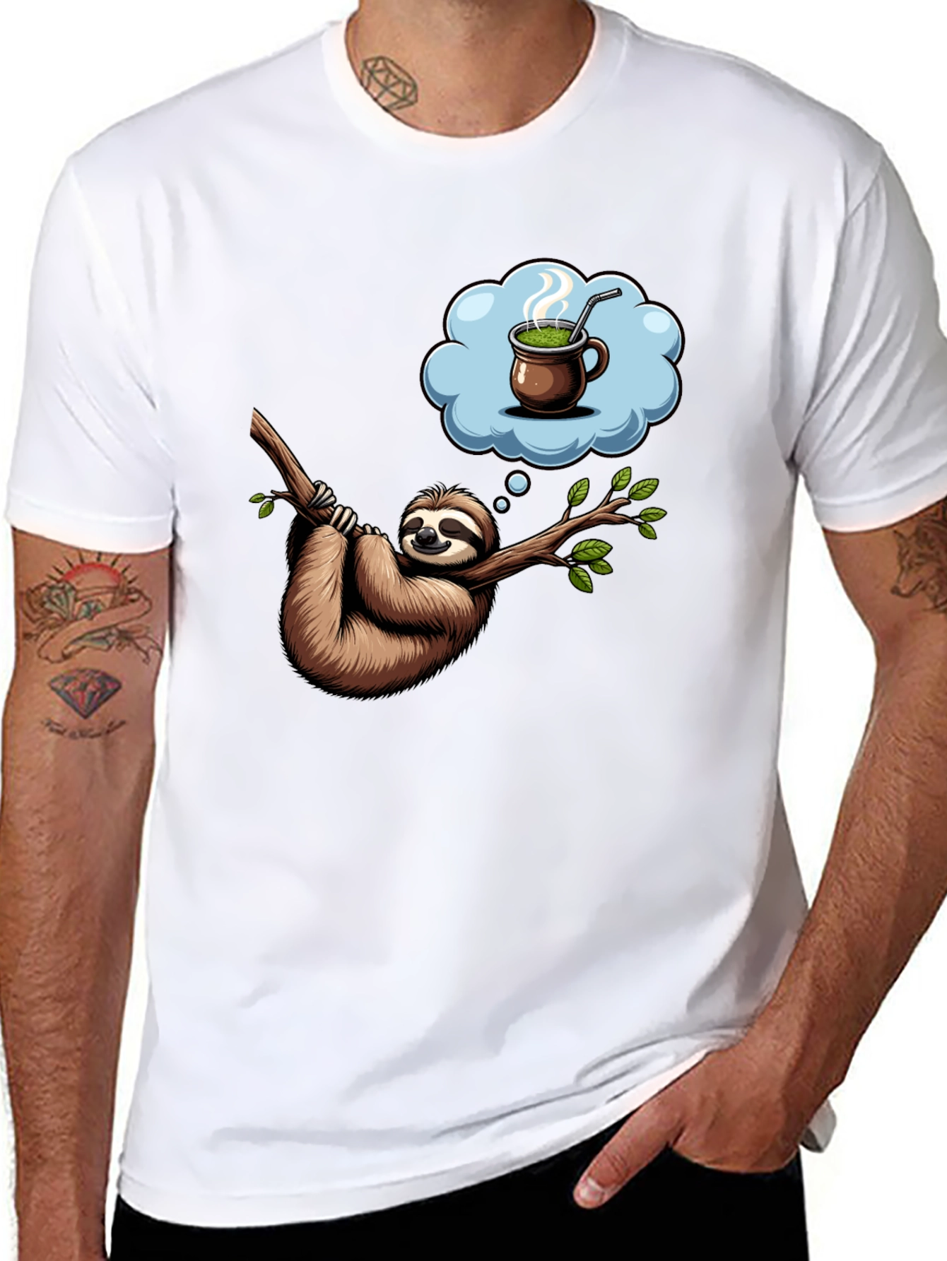 Sloth Tea Time T-Shirt - Relaxed Fit Unique Design
