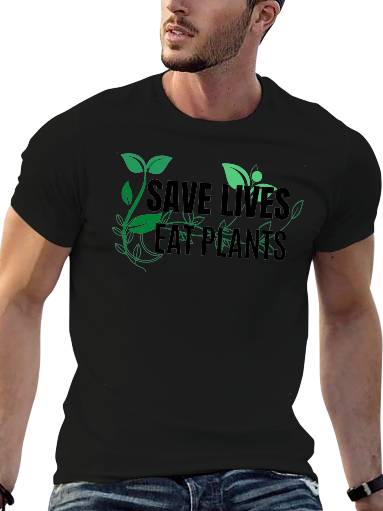 Save Lives Eat Plants T-Shirt Vegan Graphic Tee