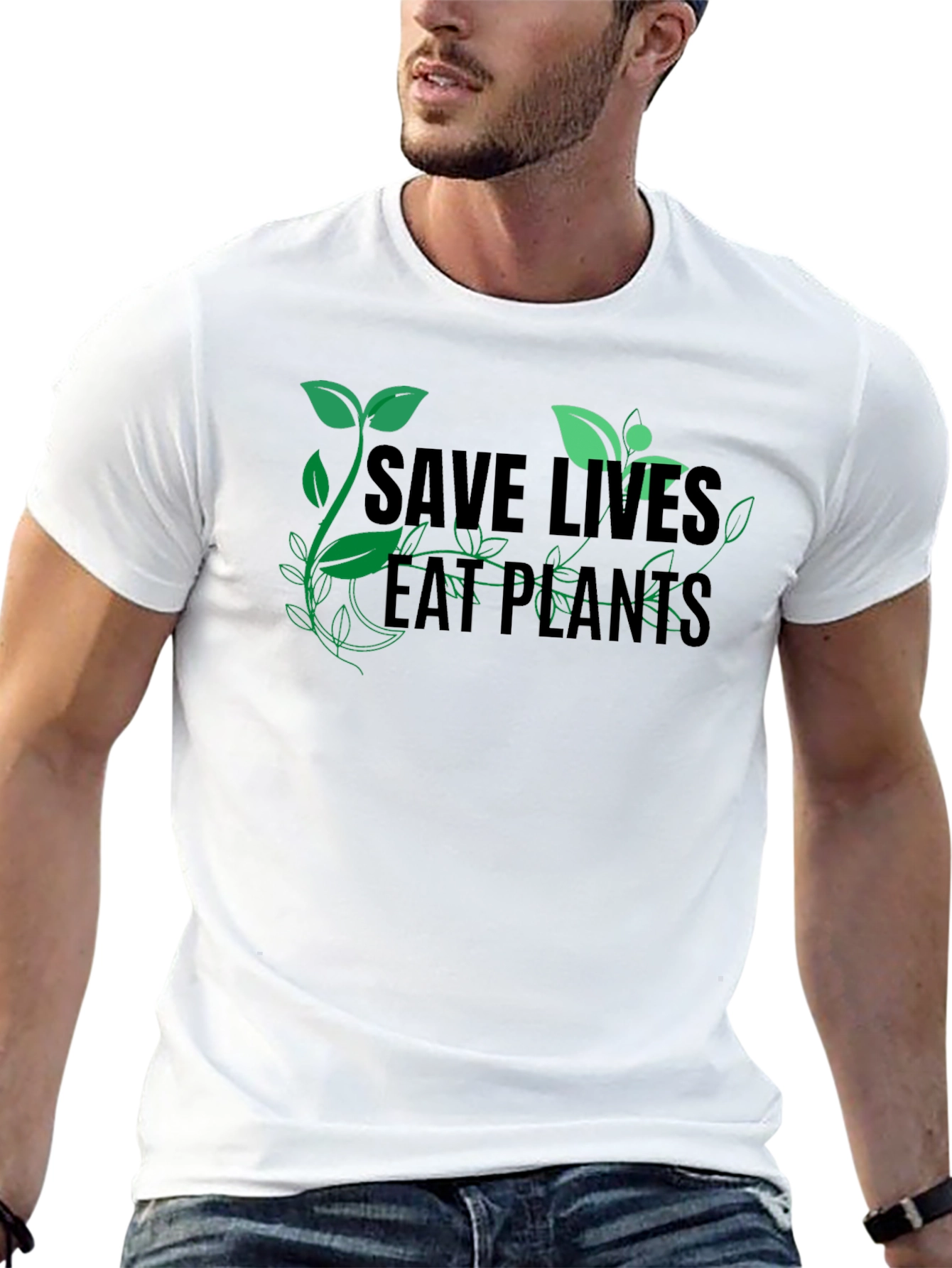 Save Lives Eat Plants T-Shirt Vegan Graphic Tee