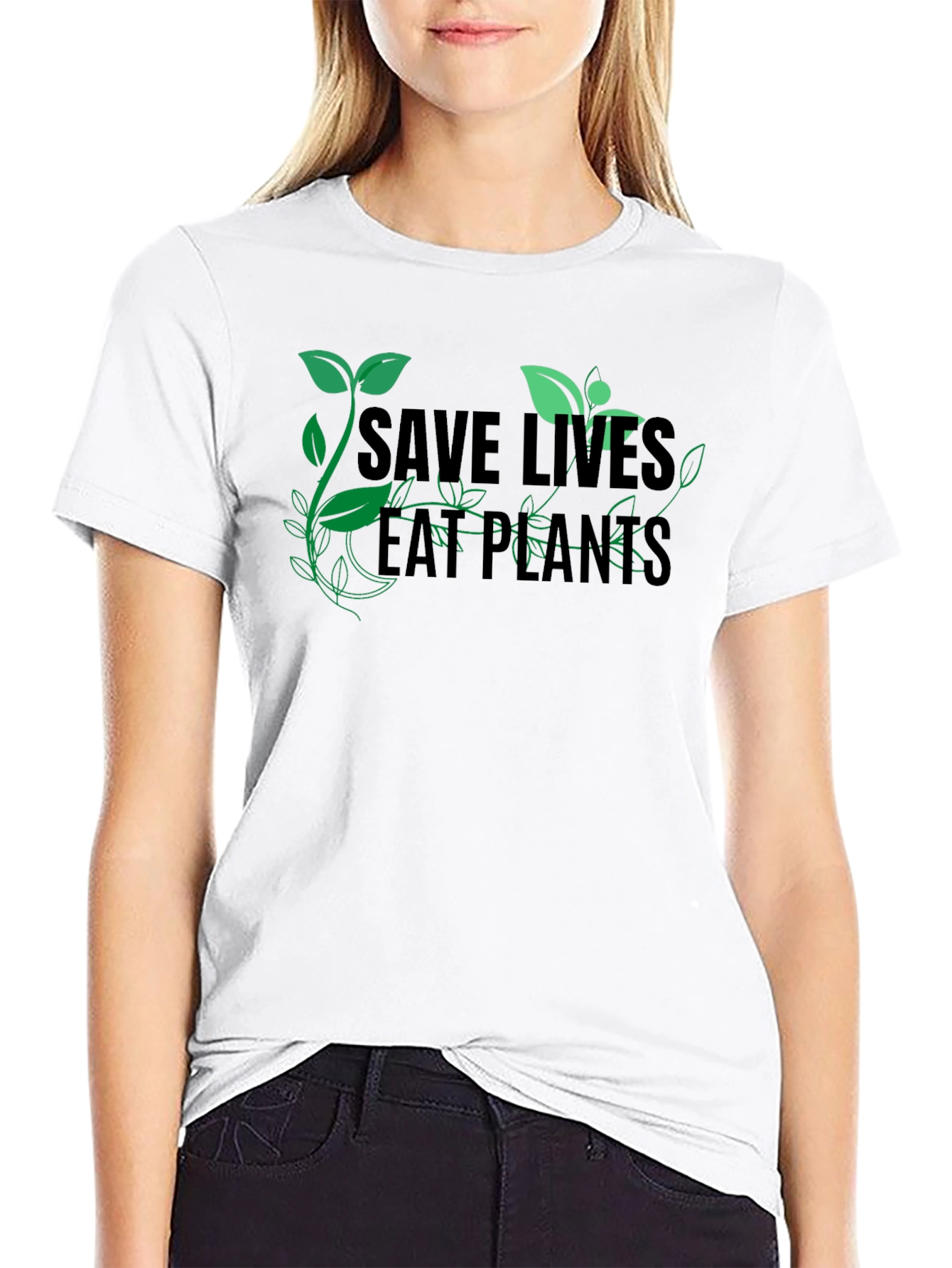 Save Lives Eat Plants T-Shirt Vegan Graphic Tee
