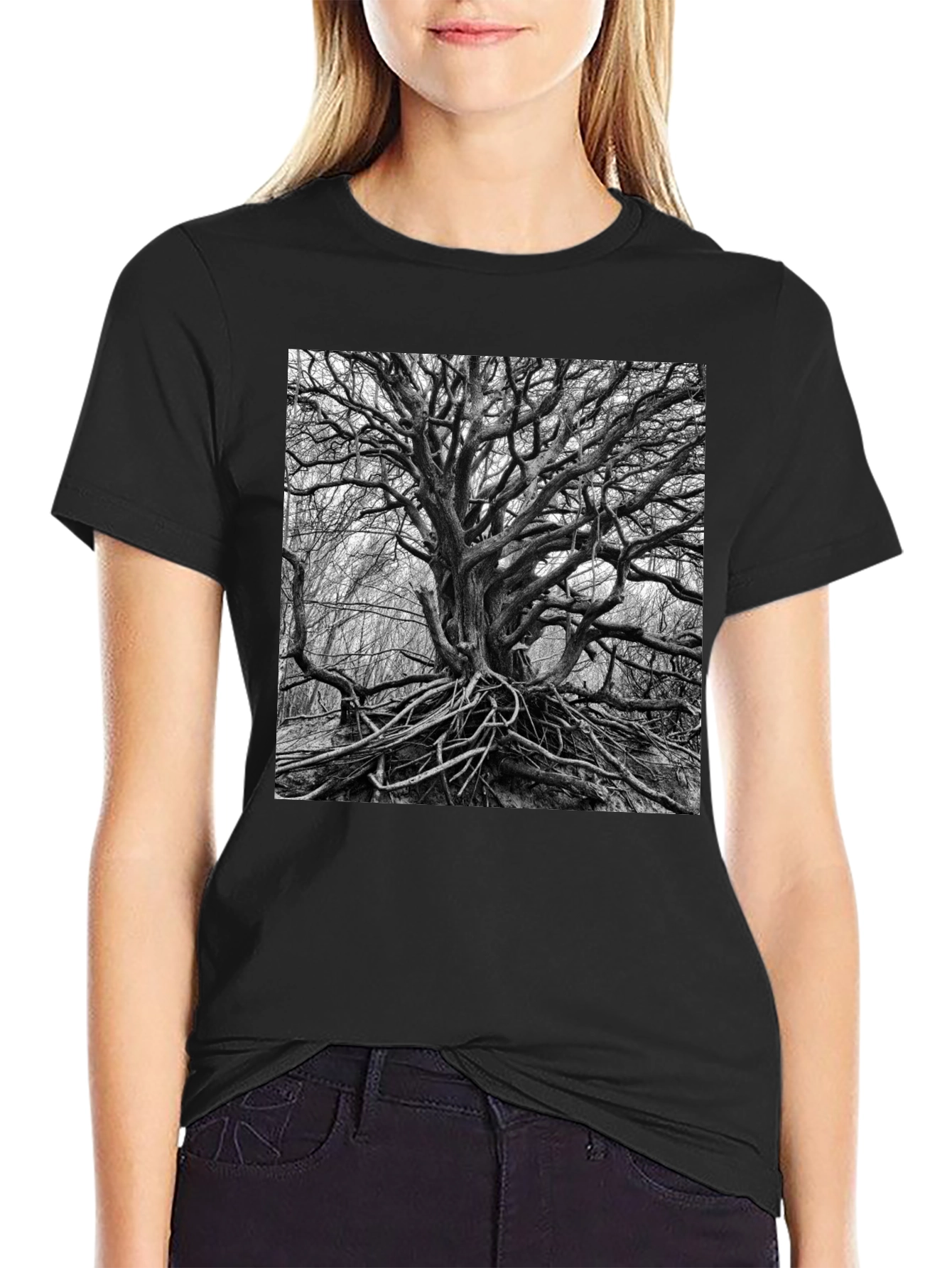 Gnarled Tree Graphic Tee - Unisex Black T-Shirt
