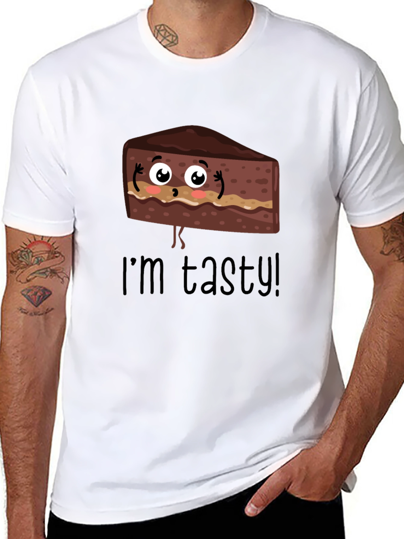 Tasty Cartoon Cake Graphic T-Shirt